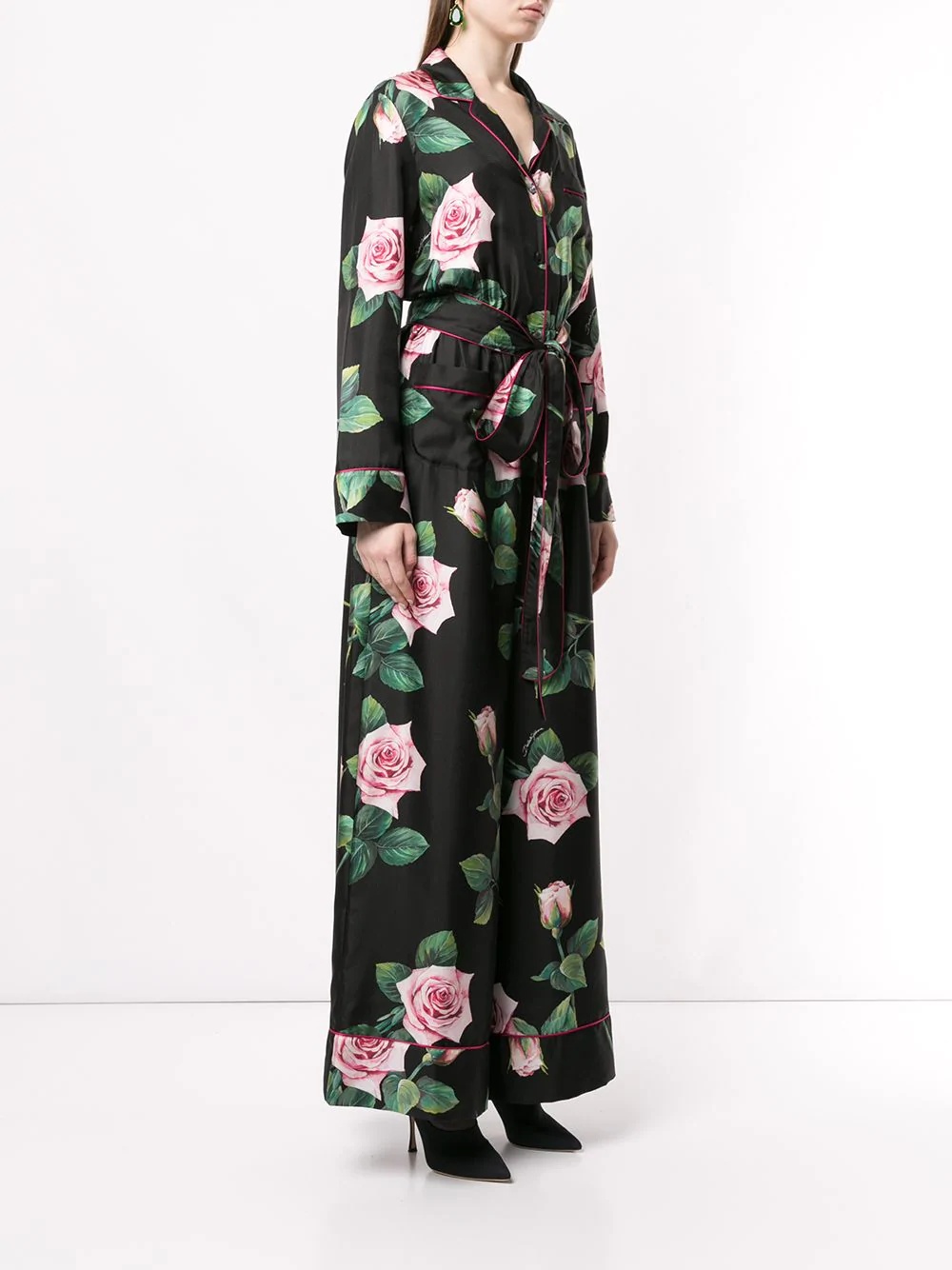 tropical rose print jumpsuit - 3