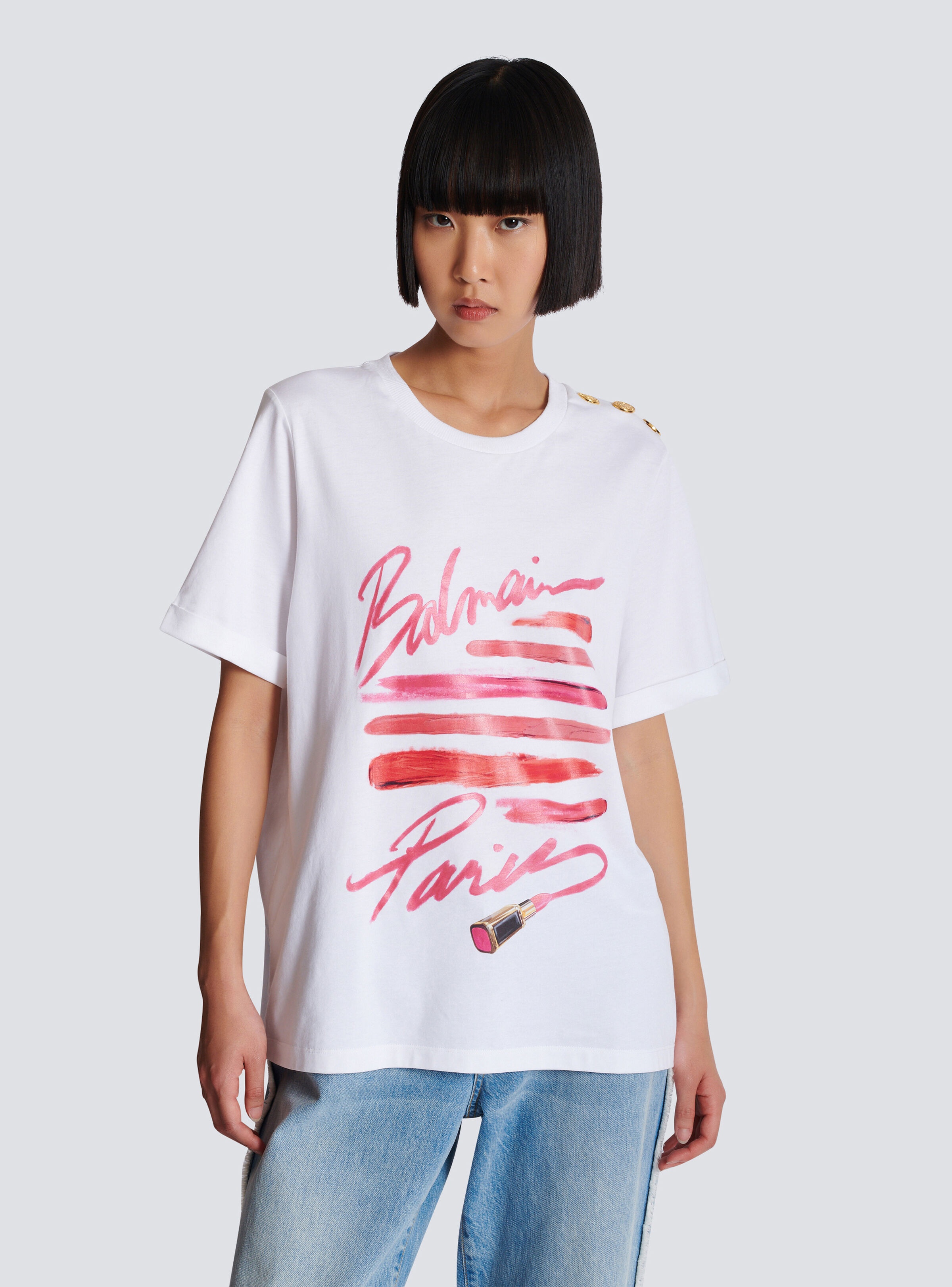 T-shirt with Balmain Lipstick print - 6