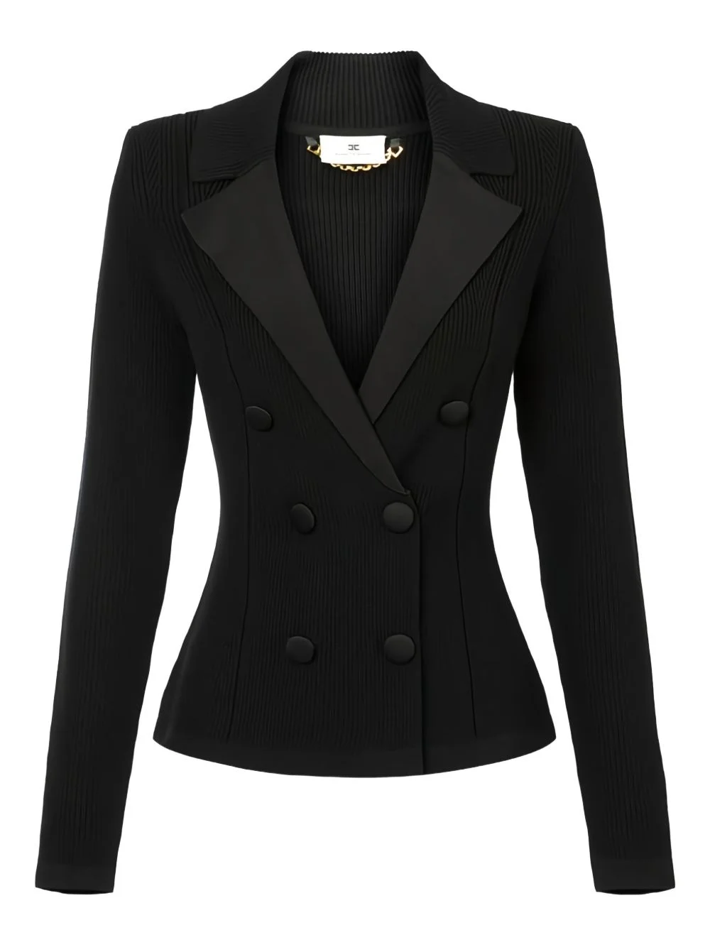 double-breasted lapels knit jacket - 1