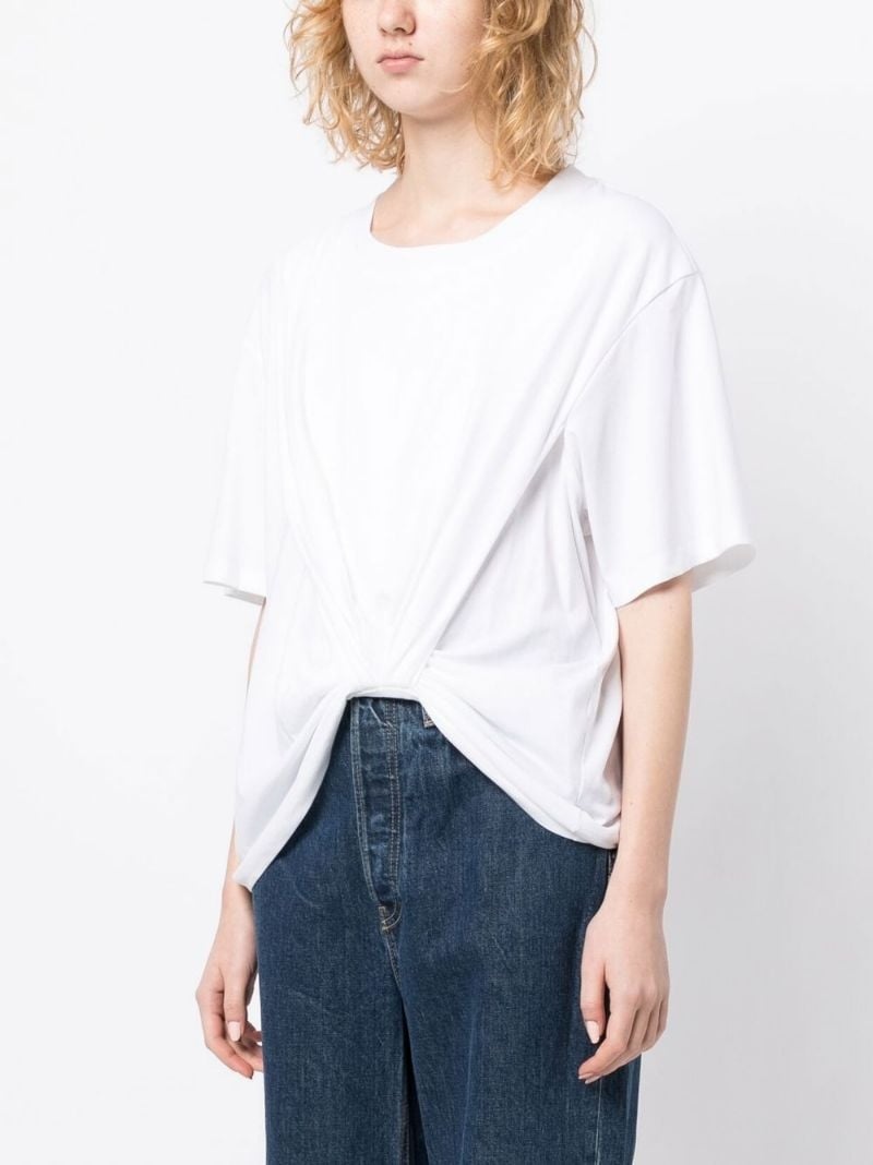 drape-detail cotton T-shirt - 3