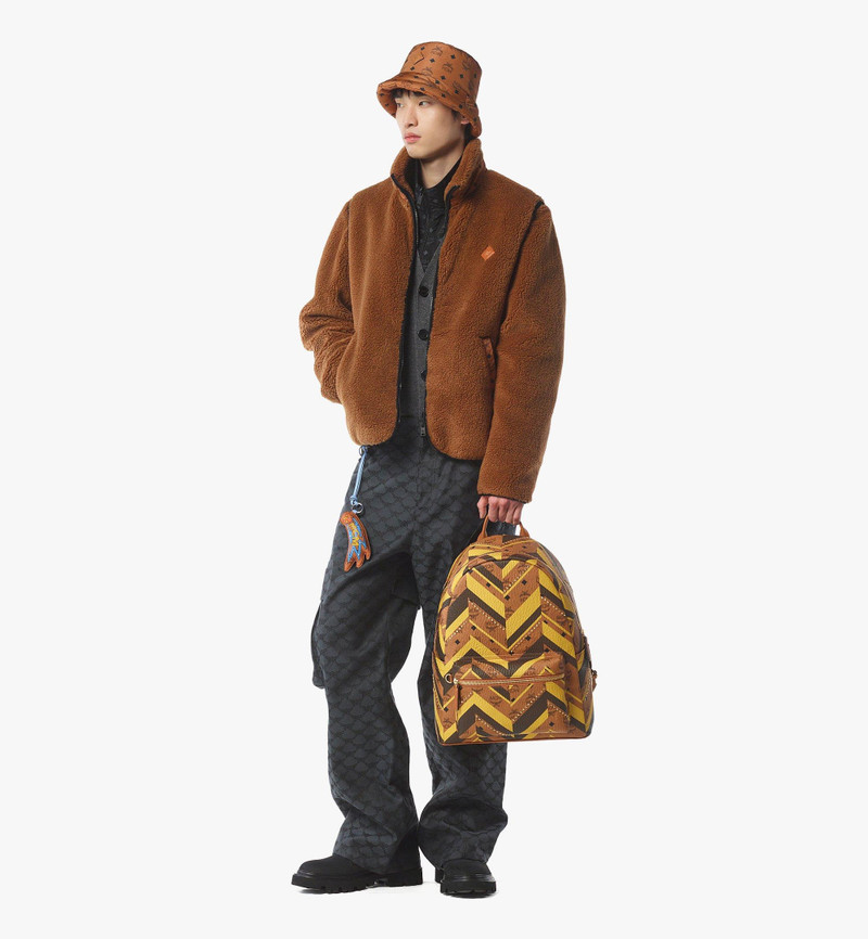 MCM Studded Stark Backpack in Mega Herringbone Visetos outlook