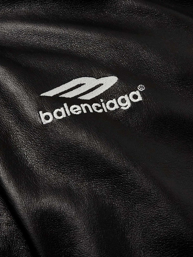 Logo-Embroidered Leather Track Jacket 3