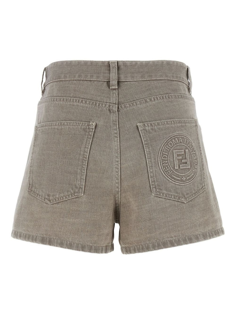 FENDI Stamp 1925 logo-embroidered denim shorts outlook