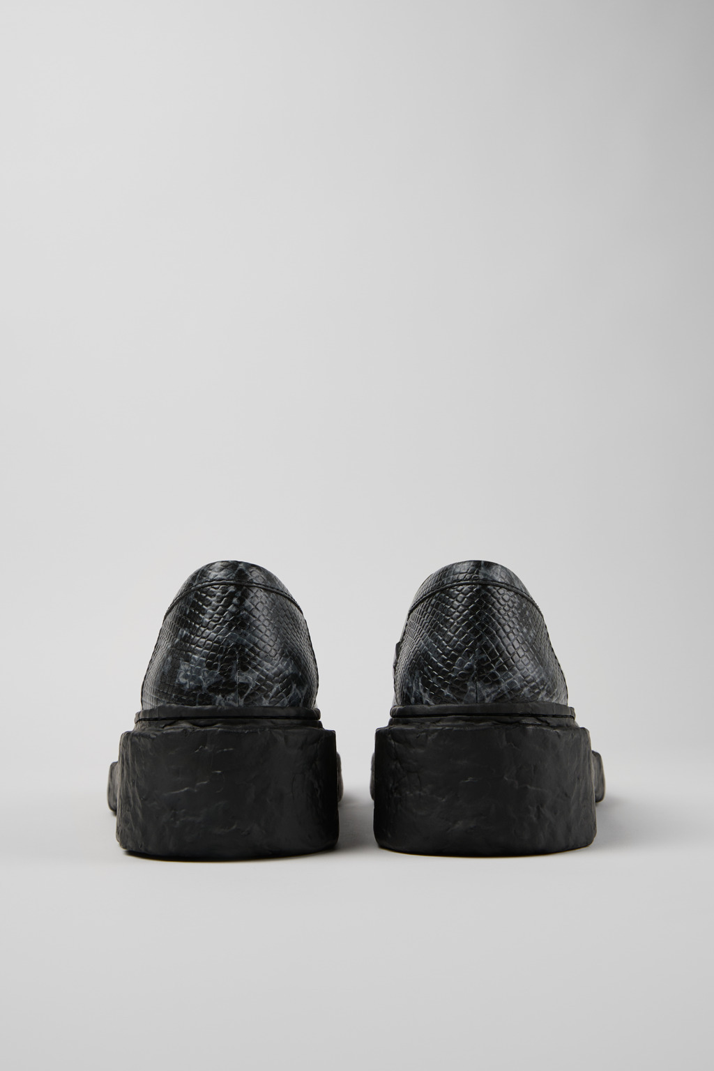 Gray-Black Leather Loafers - 3
