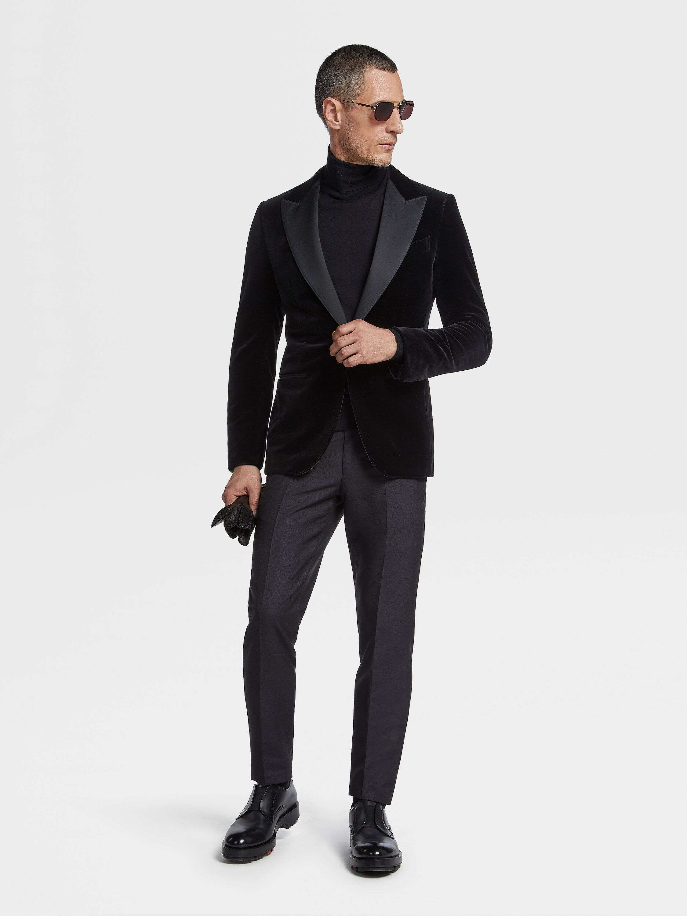 BLACK COTTON EVENING JACKET - 2