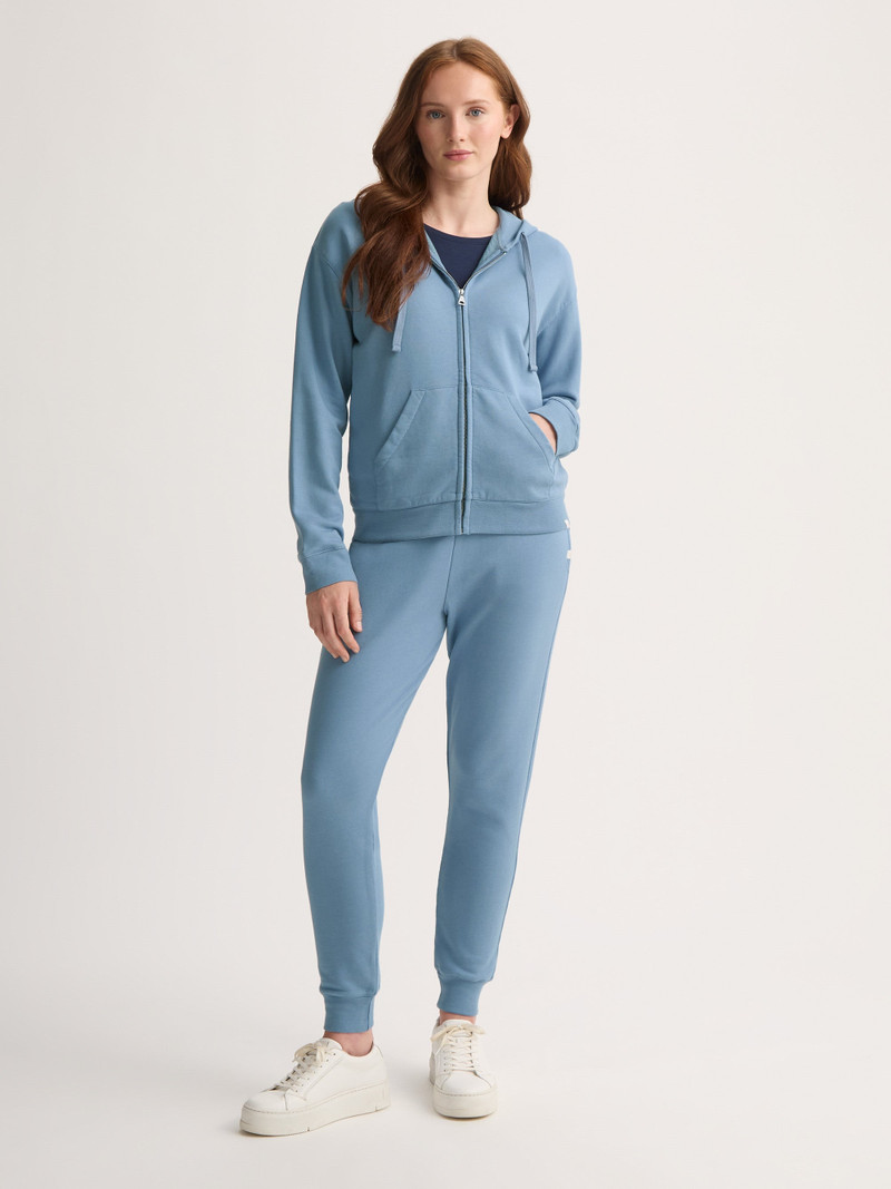 Women's Zip Up Hoodie Quinn Cotton Modal Soft Denim Blue 1