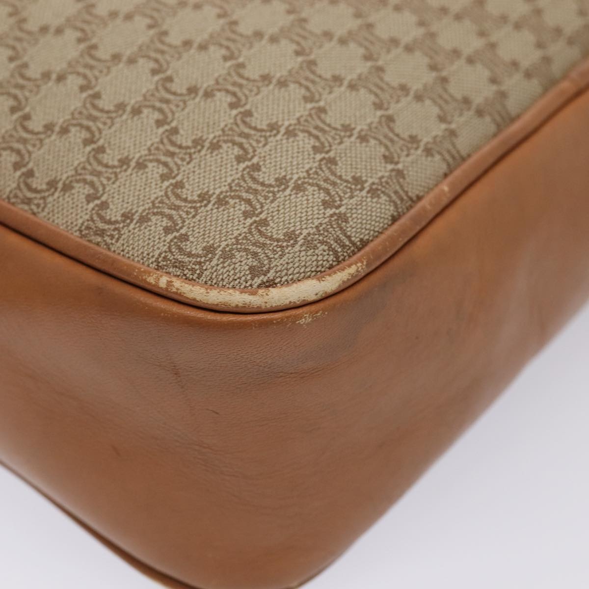CELINE Macadam Canvas Shoulder Bag Beige Gold - 15