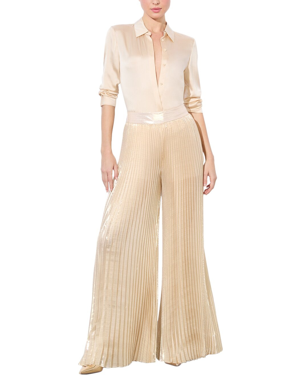 alice + olivia Rosalie High-Rise Pleated Wide Leg Pant - 3