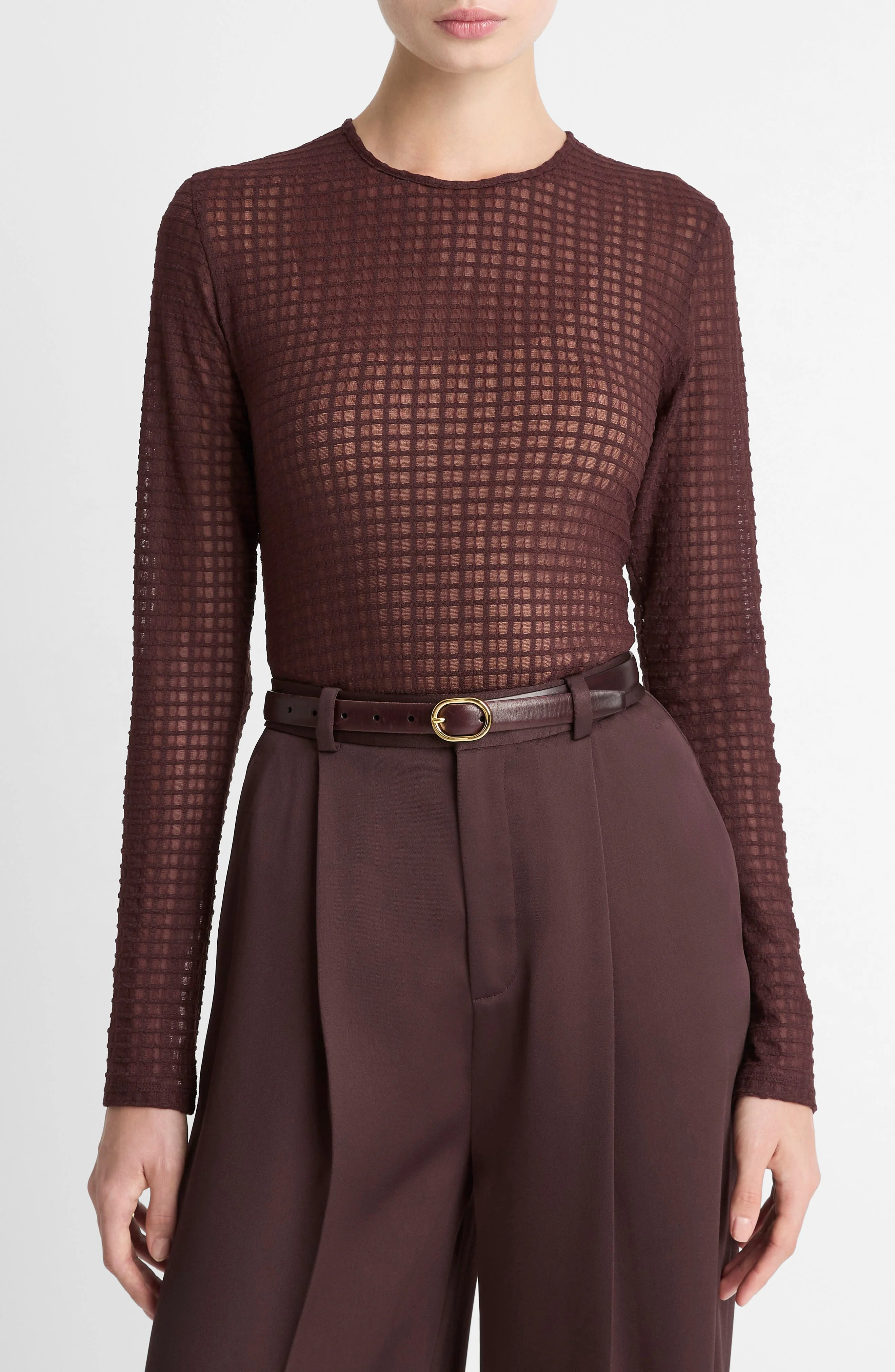 Vince Shadow Grid Top in Fig at Nordstrom - 1