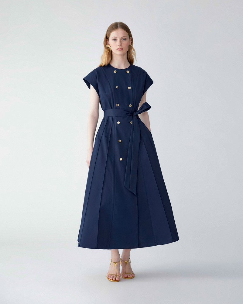 CAROLINA HERRERA Double-Breasted Midi Dress with Sash outlook