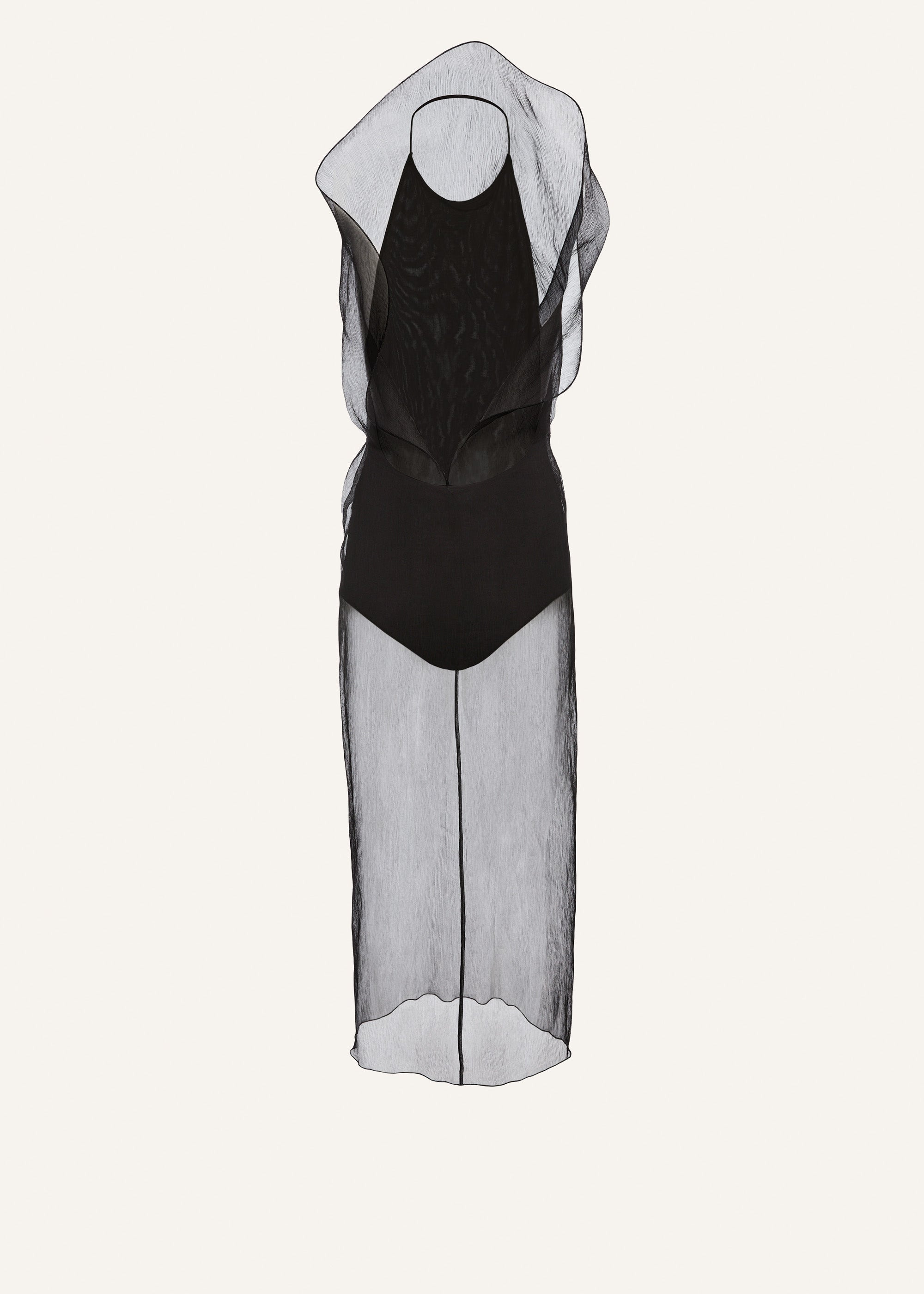 Silk organza midi dress in black - 2