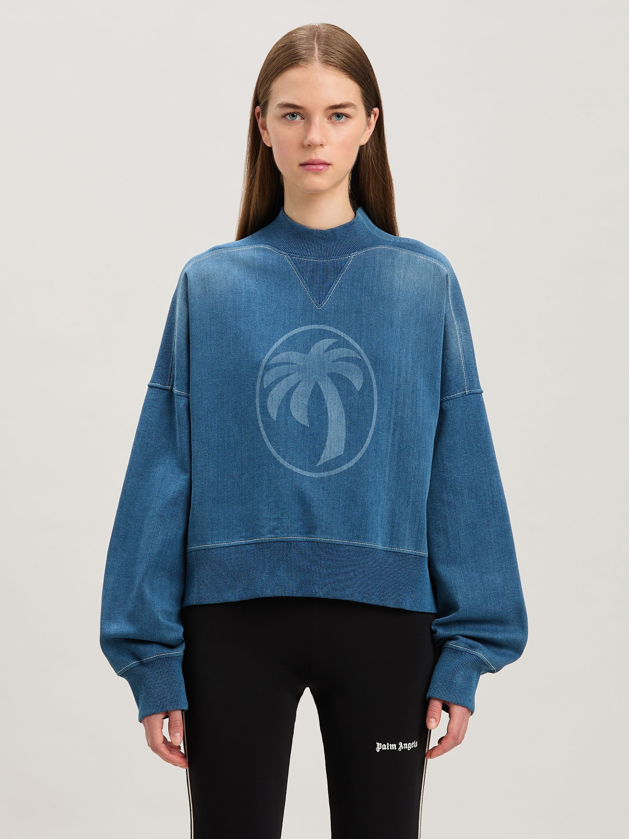 Oval Palm lasered crewneck Sweatshirt - 3