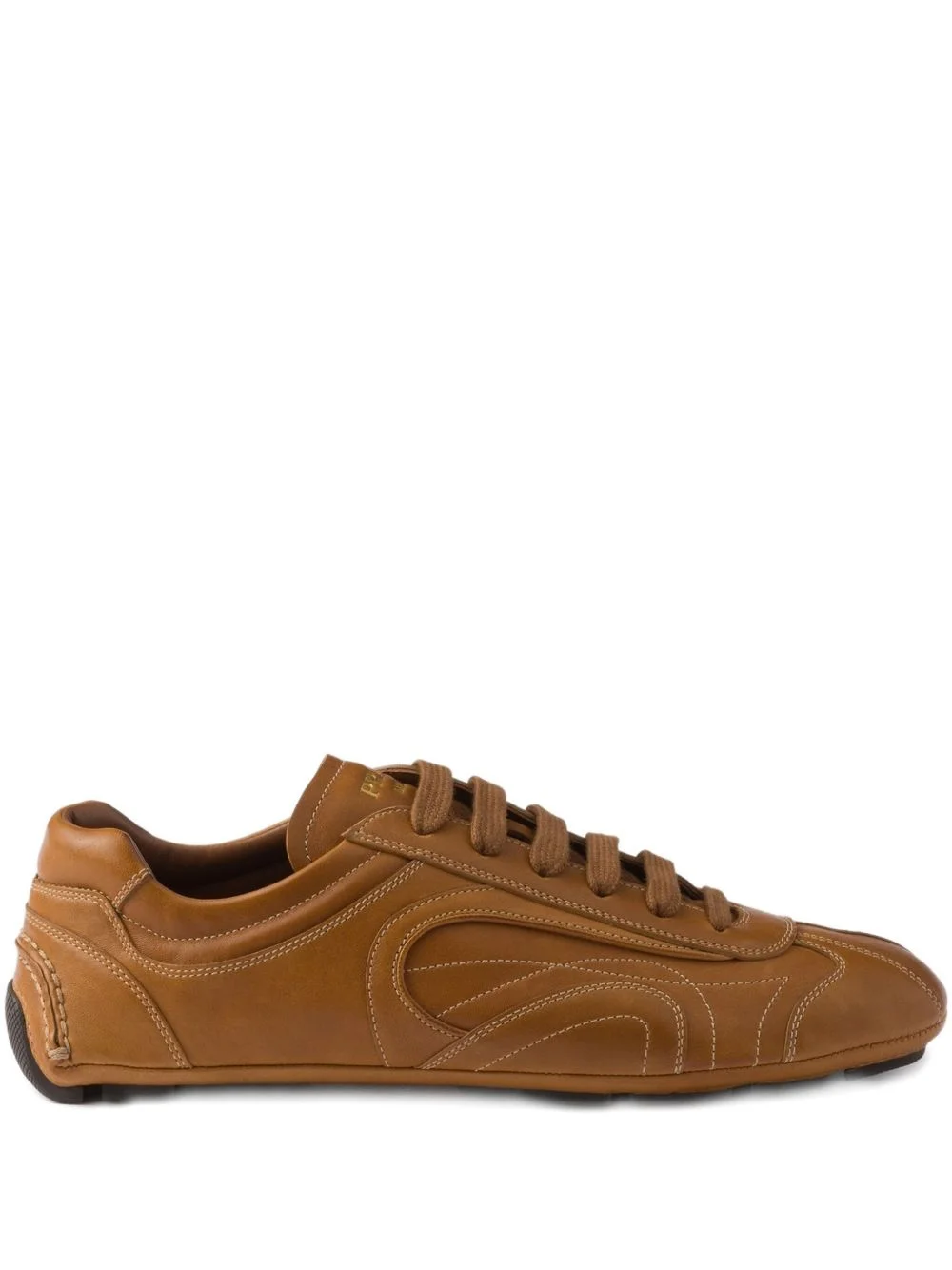 Antiqued leather lace-up trainers - 1