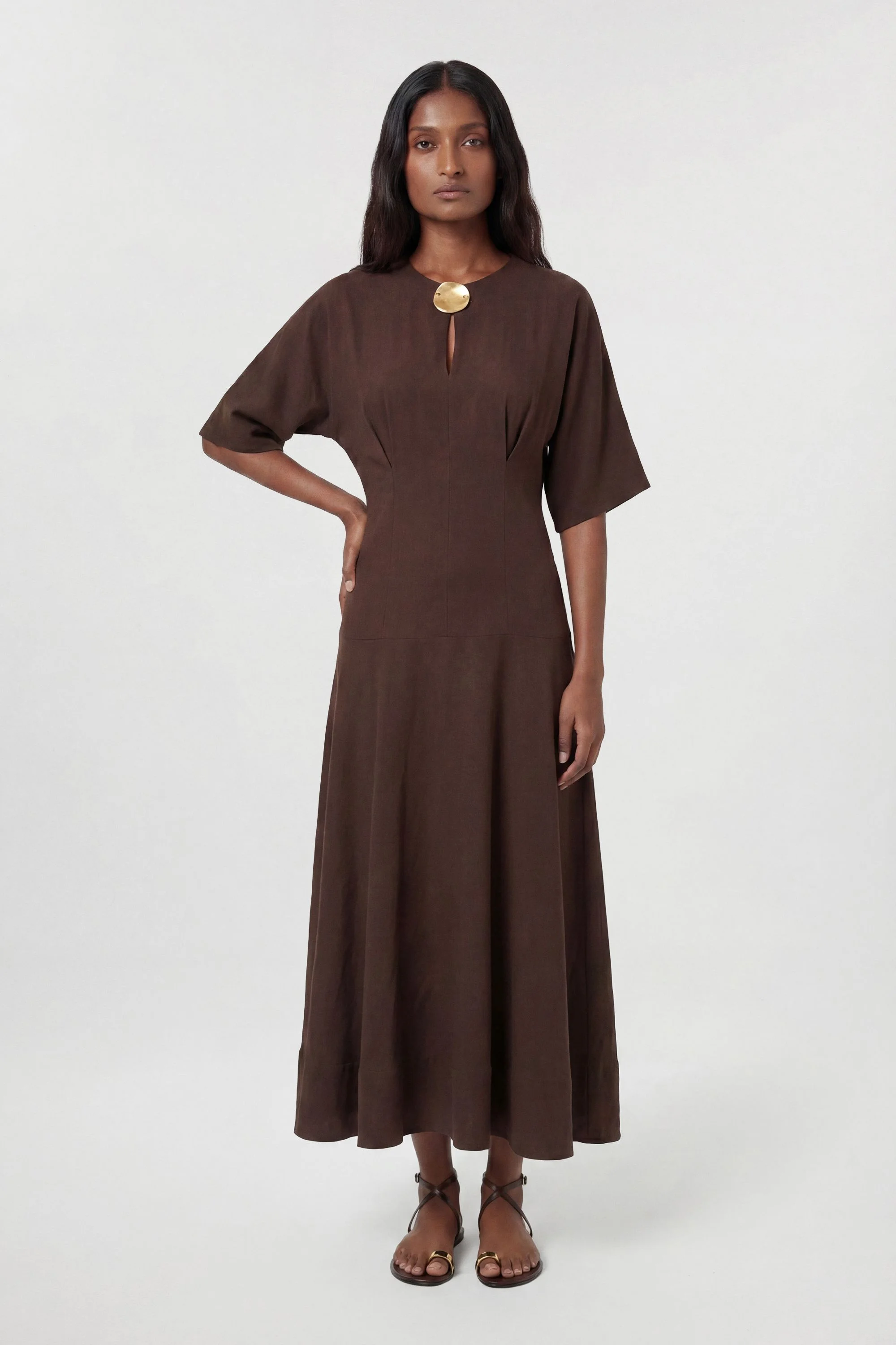 Cupro Touch Drop Waist Midi Dress - 1