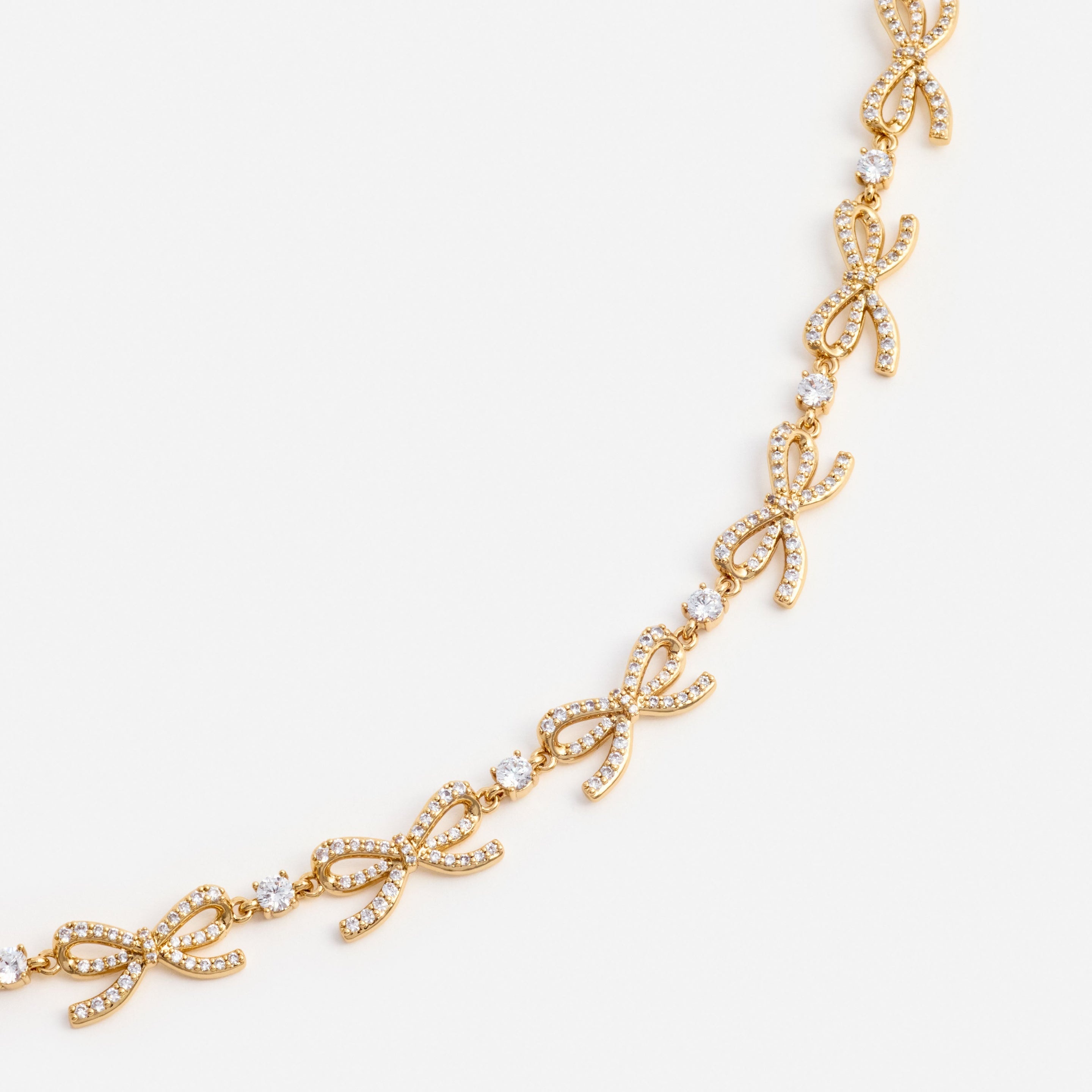 Gold Crystal Bows Necklace - 2