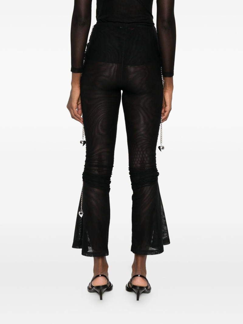 chain-embellished mesh flared trousers 4