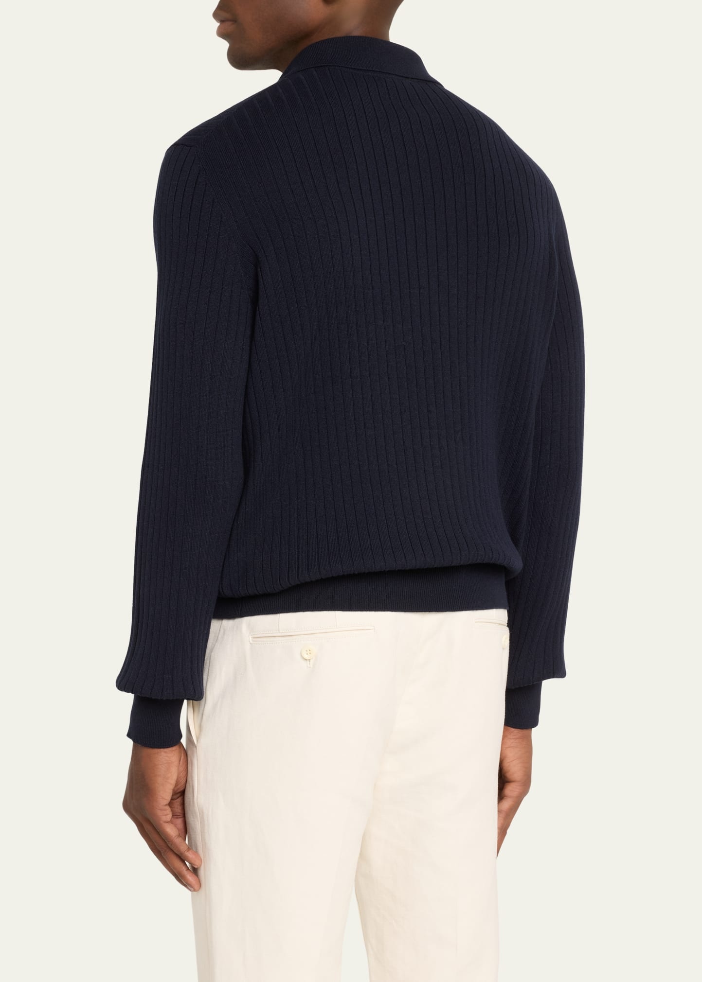 Men's Lexington Baby Cashmere Ribbed Polo Sweater - 3