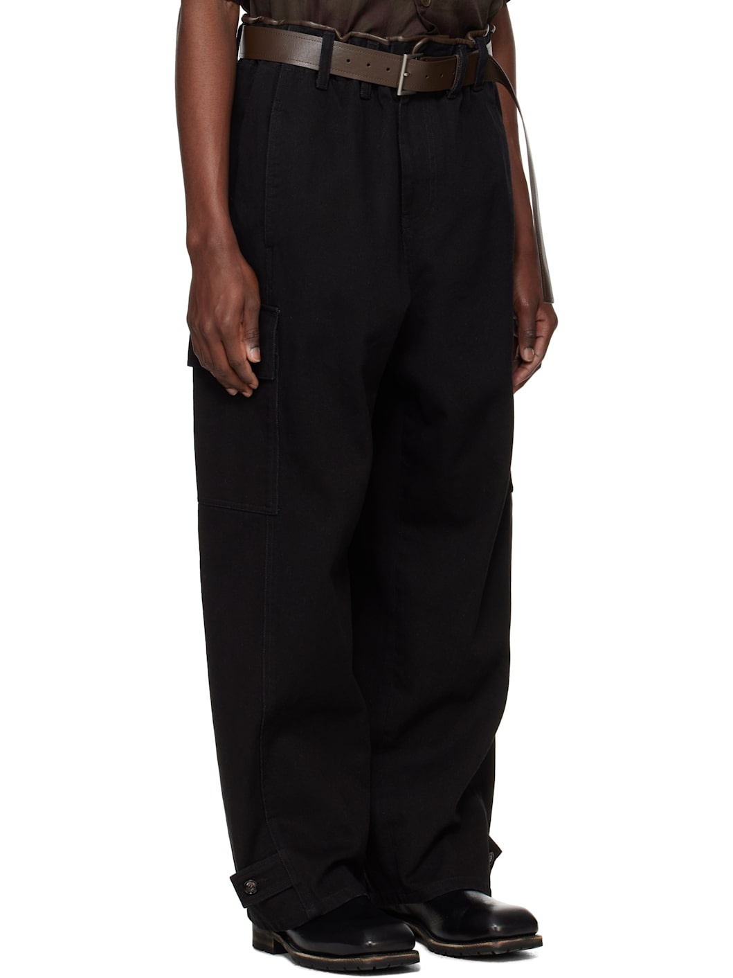 Black Cotton Binded Cargo Pants - 2