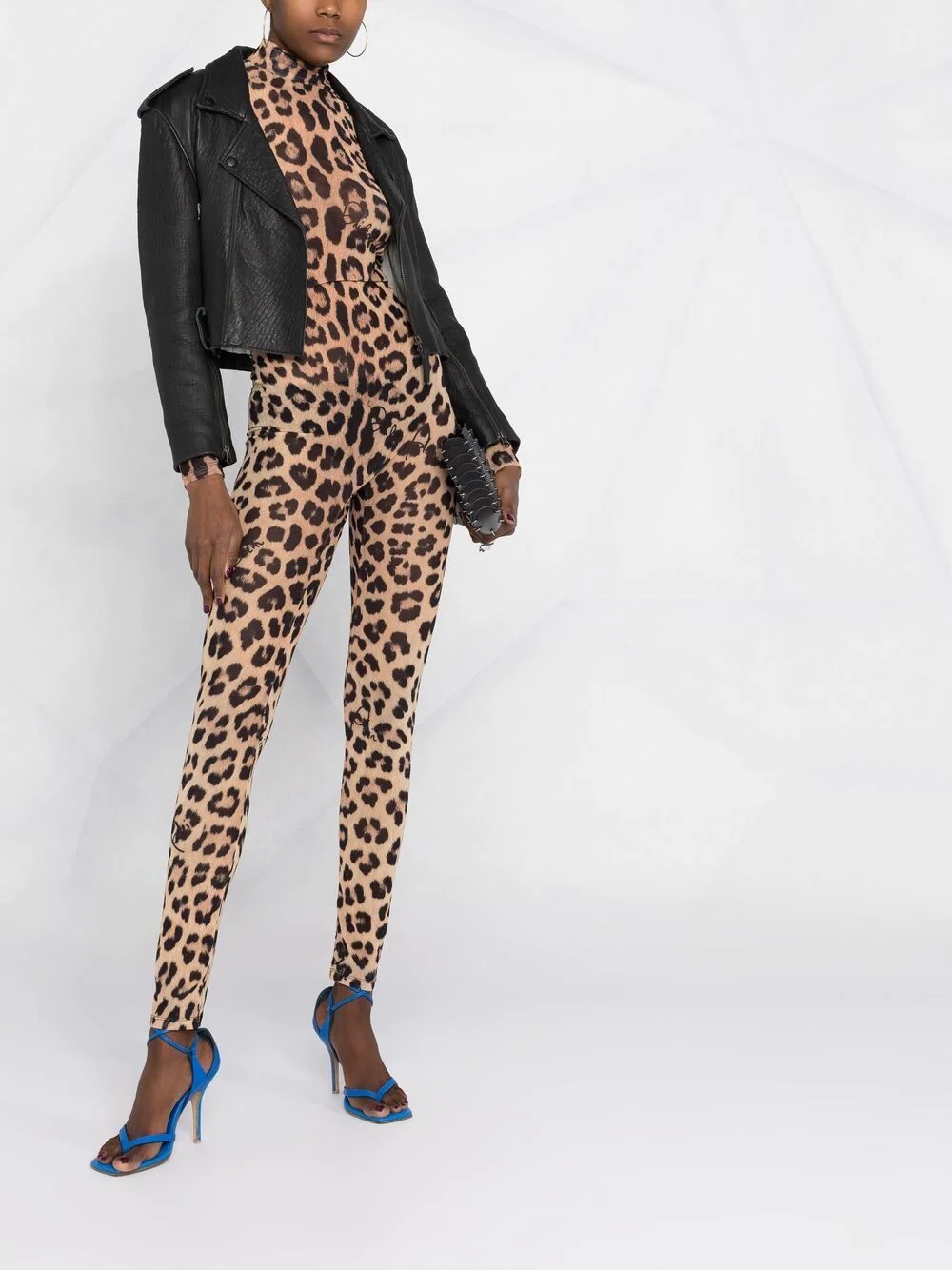 long-sleeved leopard-print jumpsuit - 2