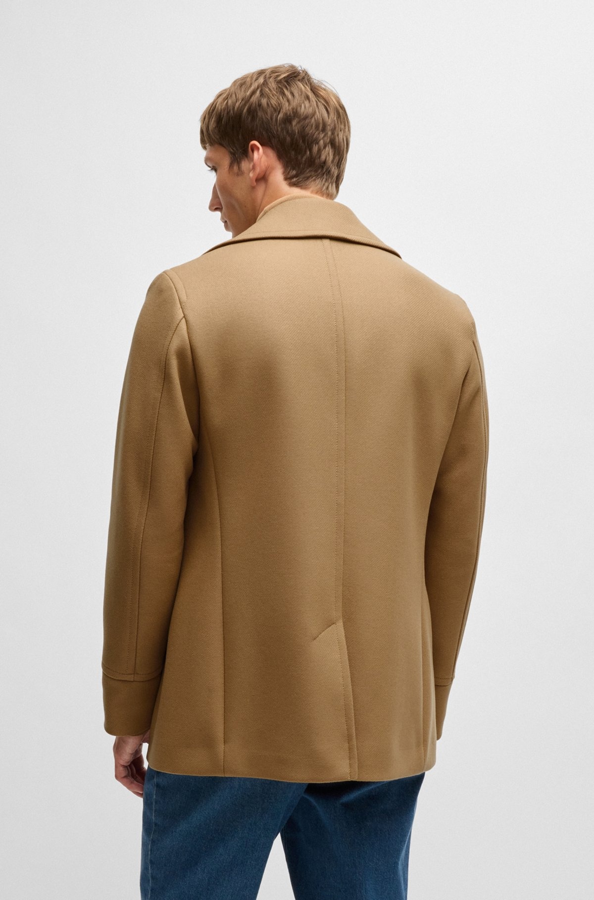 SLIM-FIT DOUBLE-BREASTED SHORT COAT IN WOOL - 5