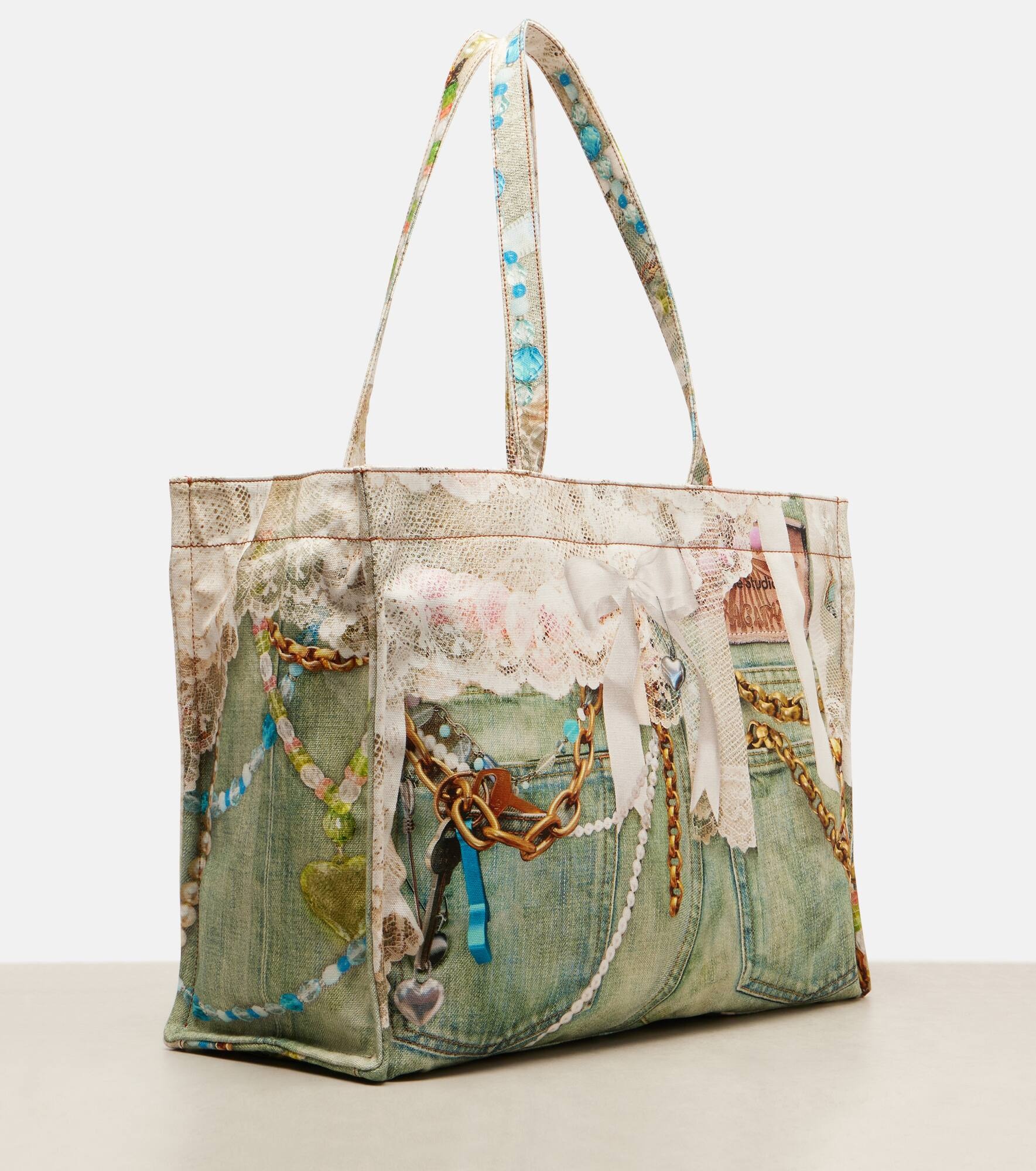 Logo trompe l'oeil canvas tote bag - 4