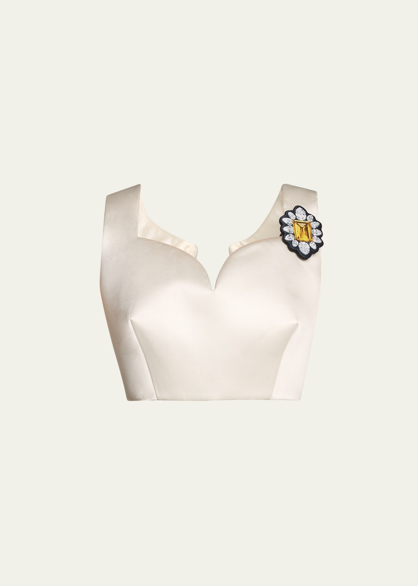 Oversized Cropped Top with Brooch - 1