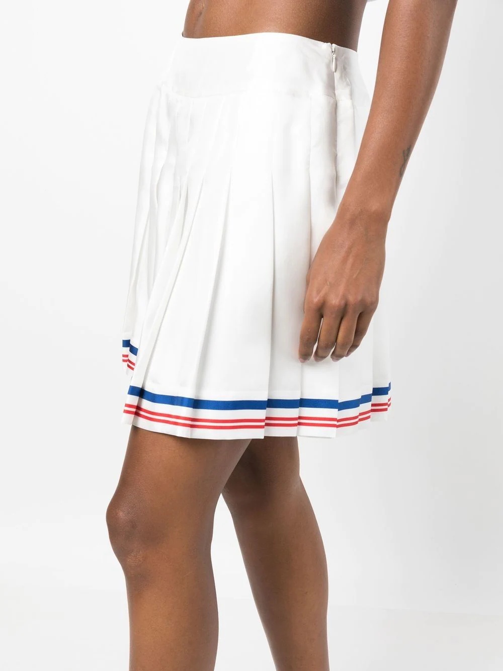 pleated striped-border skirt - 5