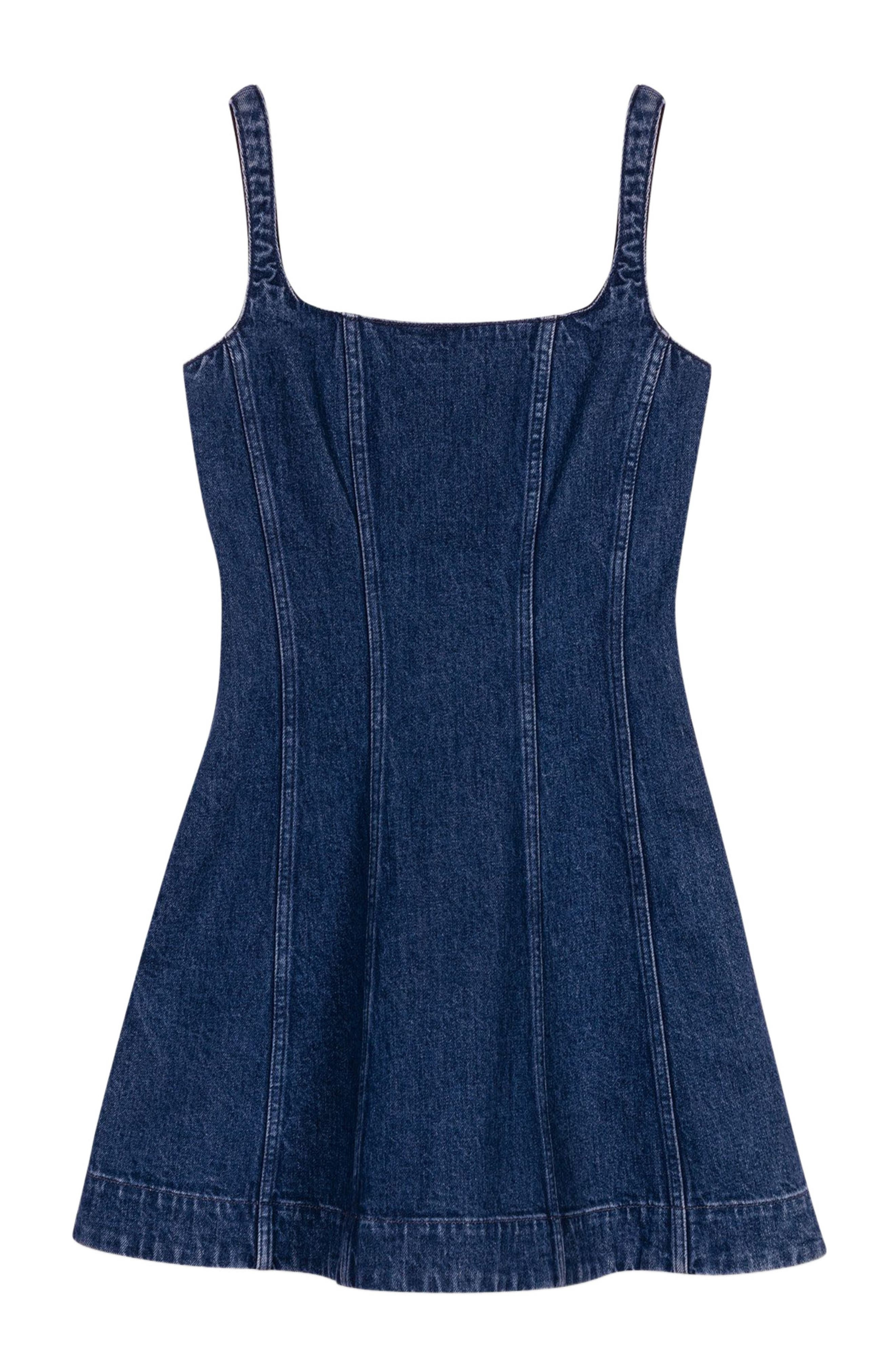 maje Short denim flared dress in Denim Blue at Nordstrom - 6