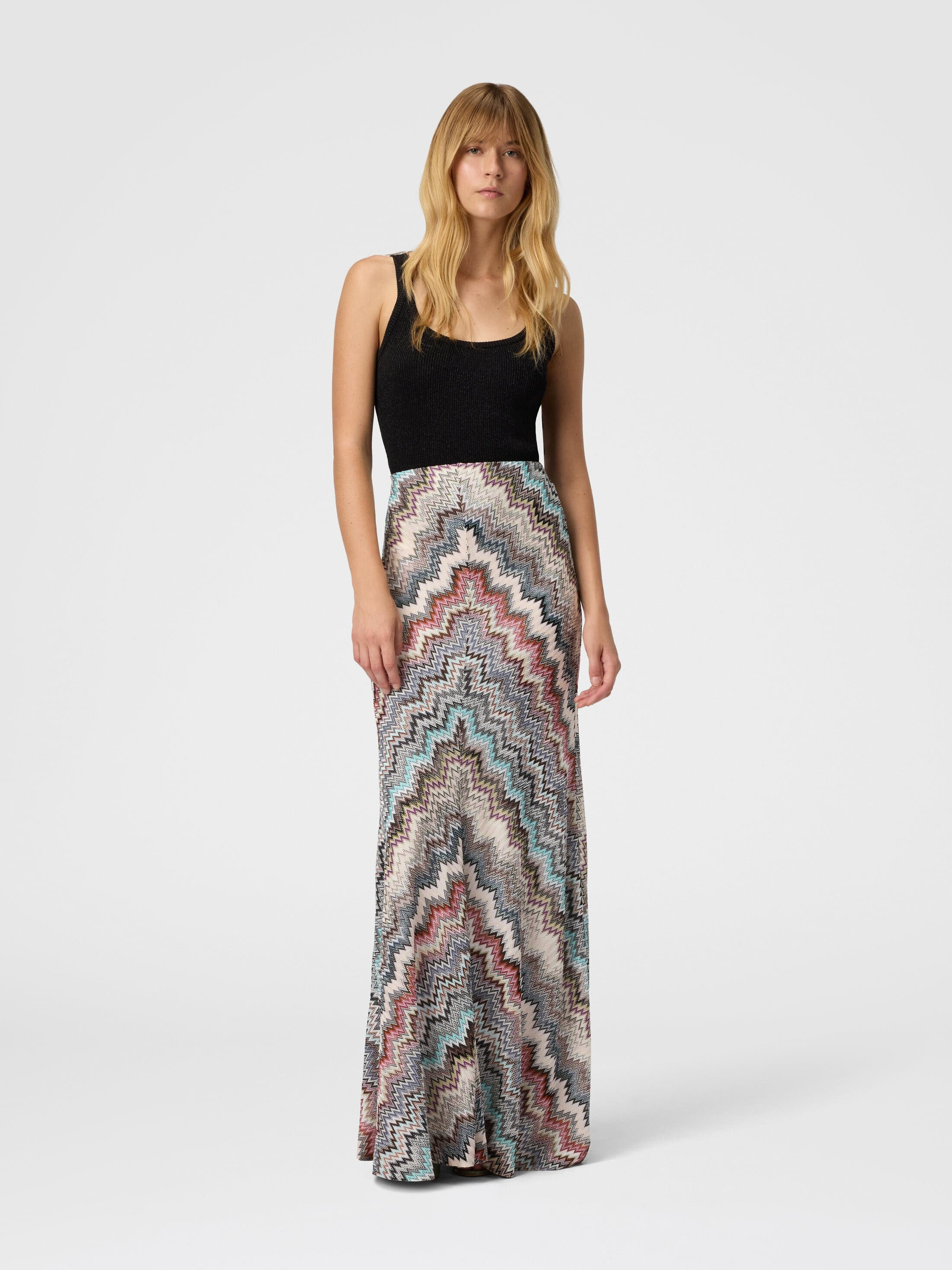 Missoni Flared Long Skirt In Viscose With Zigzag Pattern in Multicoloured at Nordstrom - 2