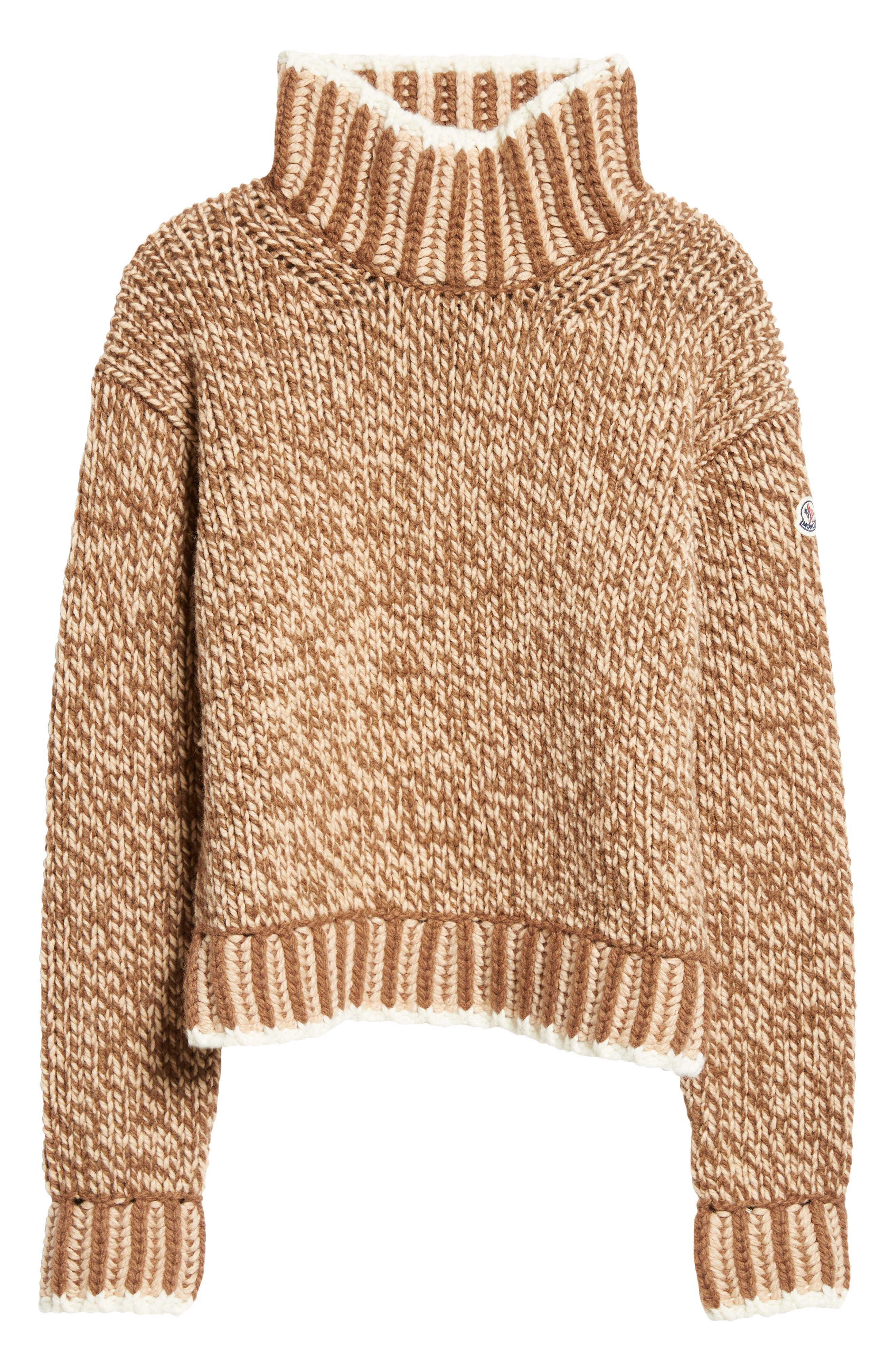 Moncler Marled Virgin Wool Blend Turtleneck Sweater in Beige at Nordstrom - 6