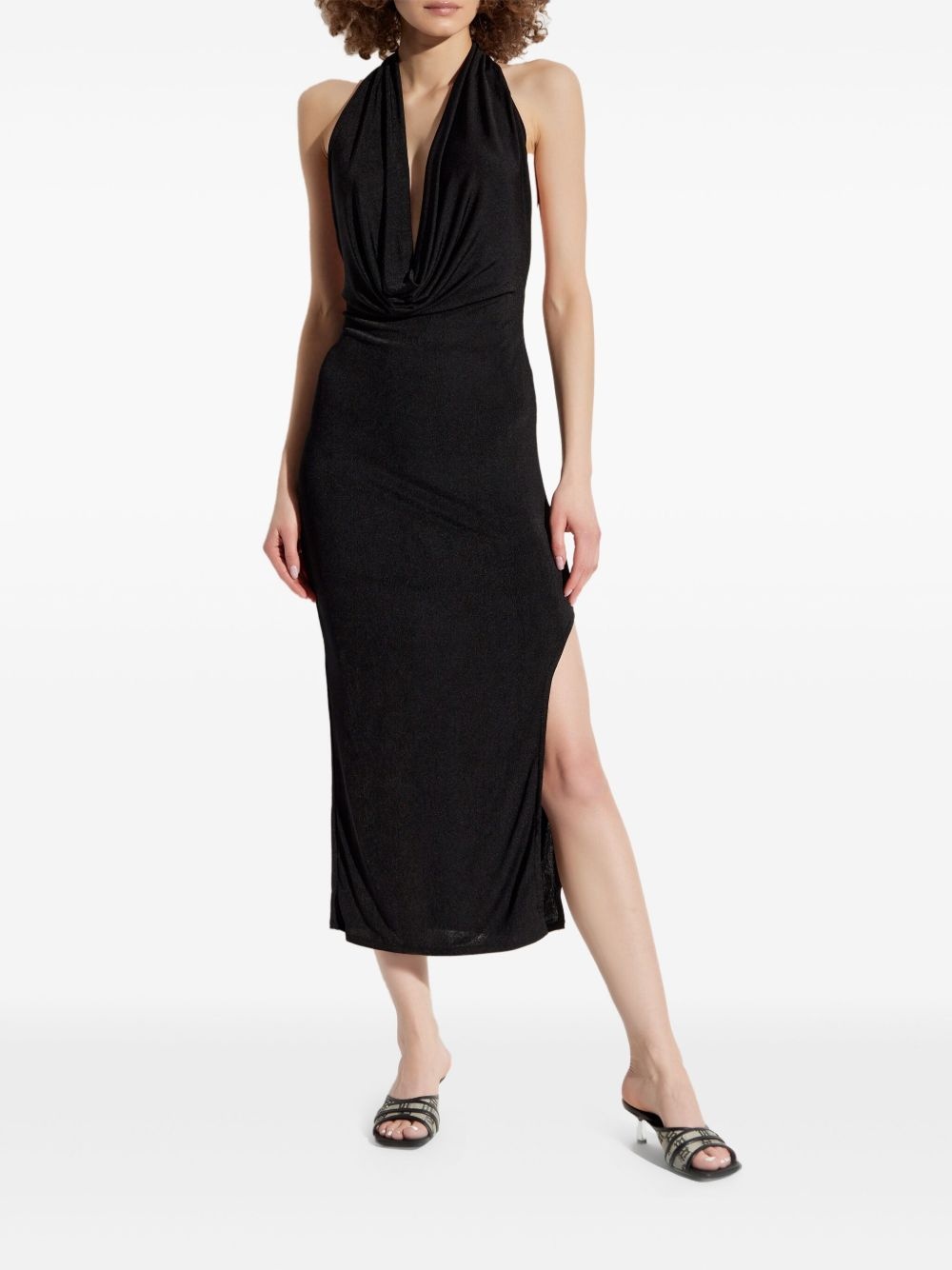 cowl-neck midi dress - 3