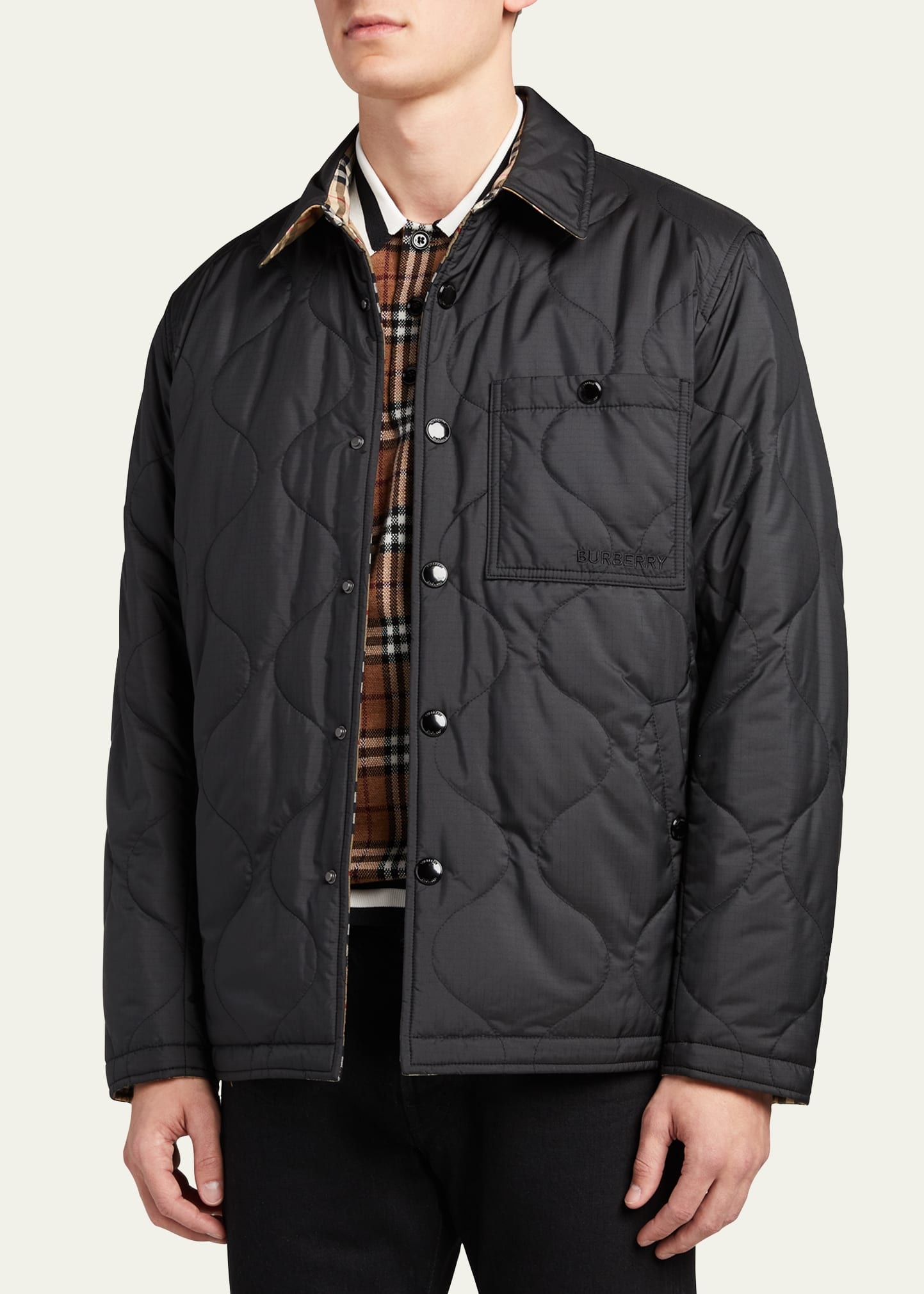 Men's Francis Reversible Check Thermoregulated Overshirt - 4