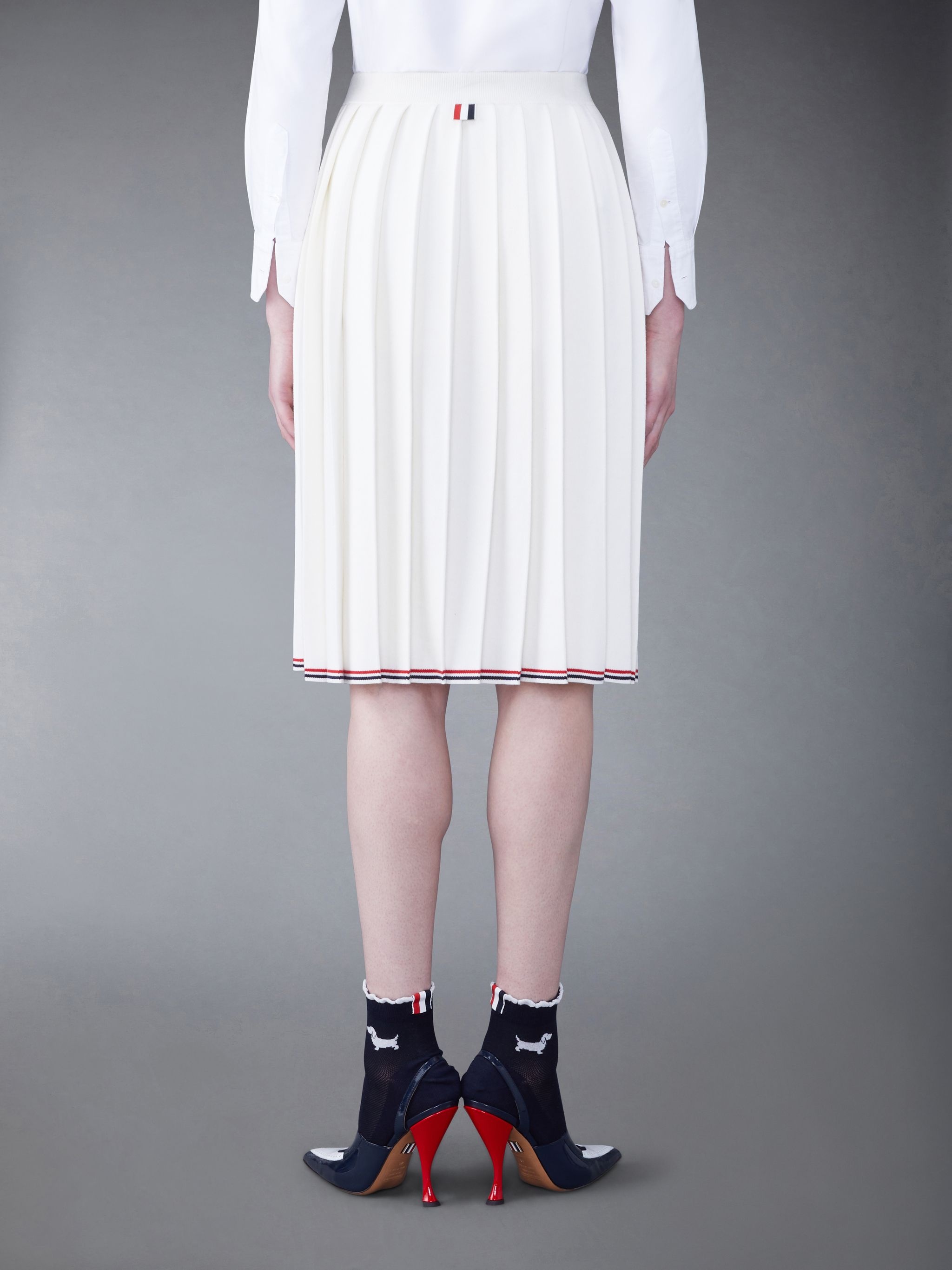 RWB-stripe pleated wrap skirt - 3