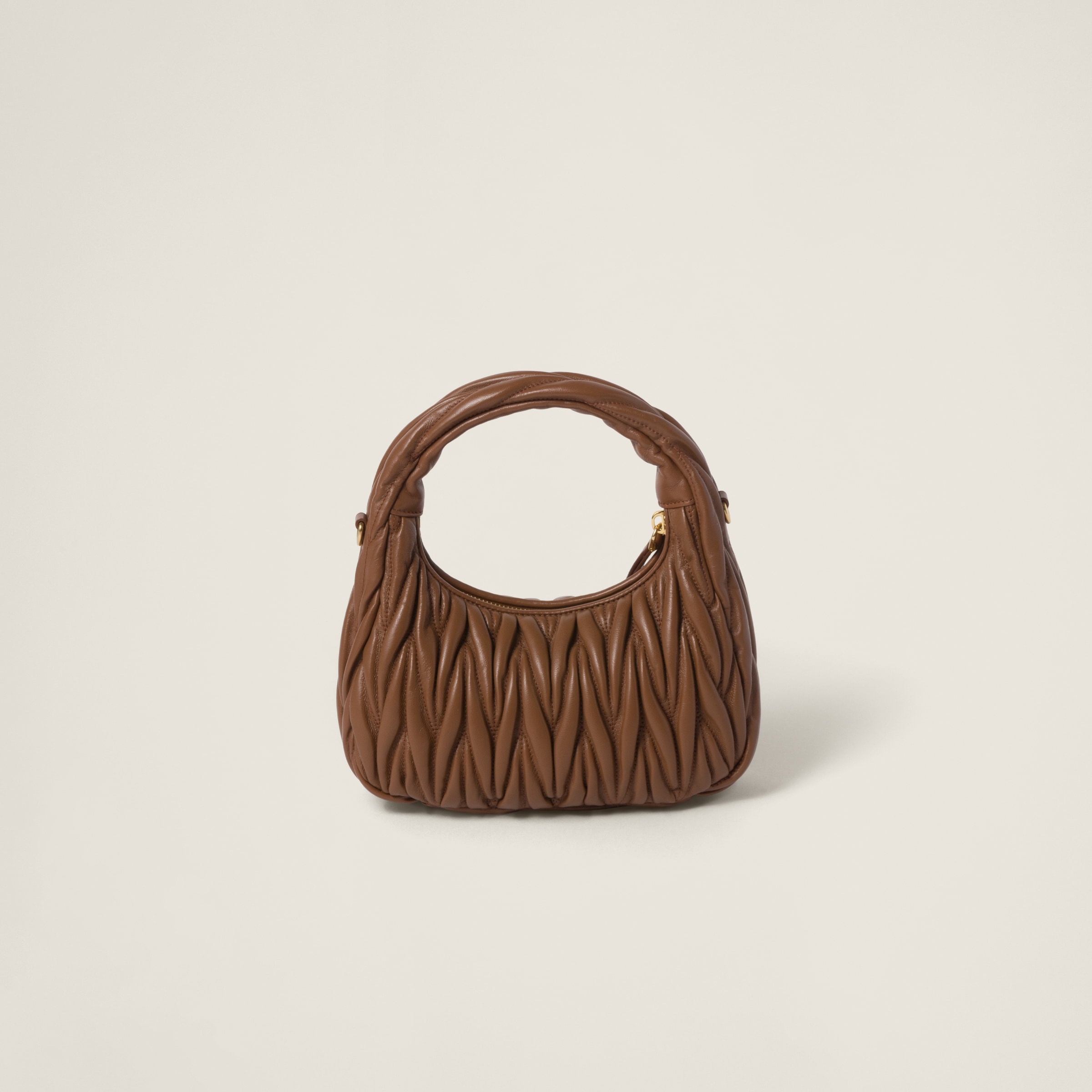 MiuMiu＊Wander matelasse nappa leather hobobag バッグ＊送込 Cognac Wander Matelassé Nappa Leather Hobo Bag | Miu Miu