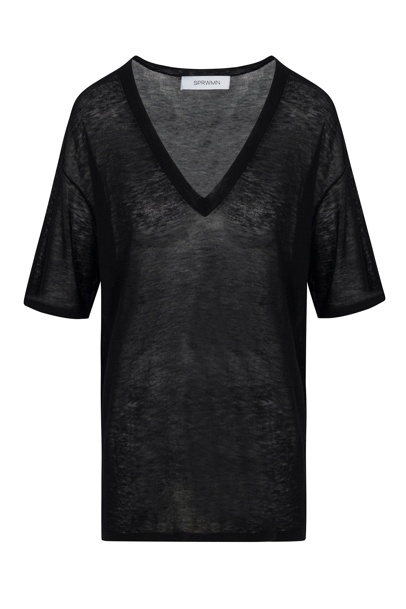 BLACK TISSUE CASHMERE TEE - 5