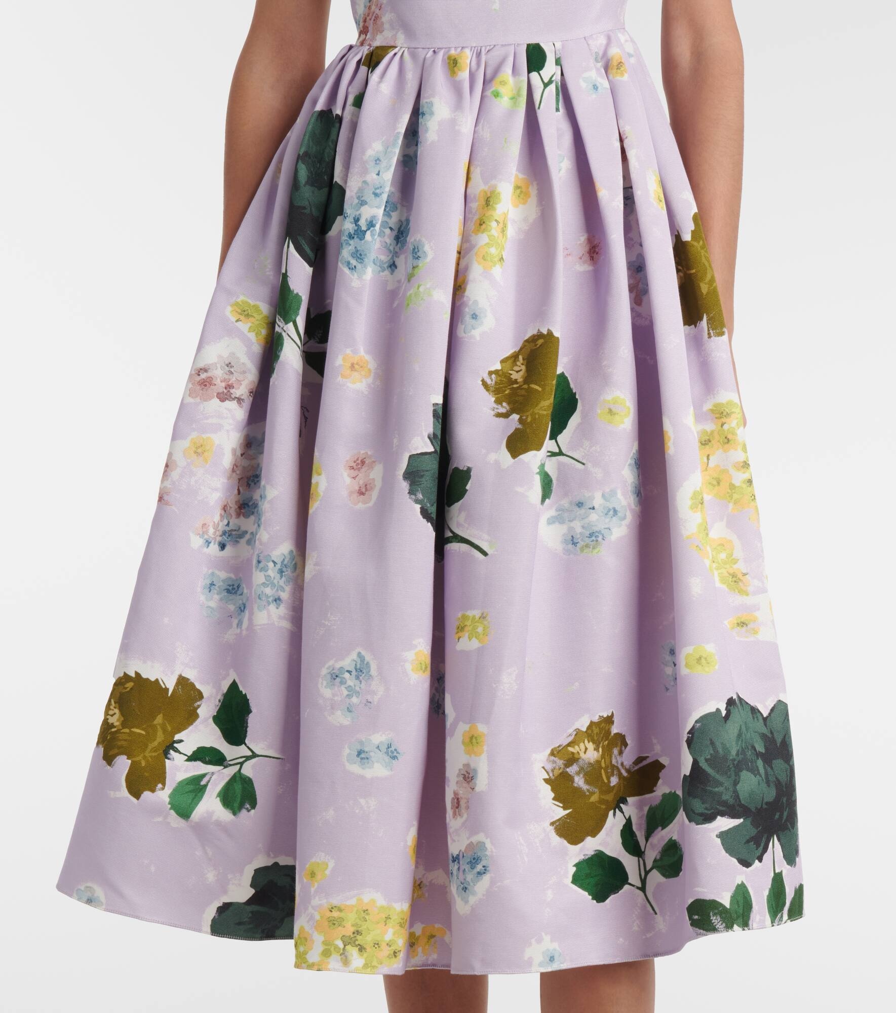 Floral cotton-blend faille midi dress - 5