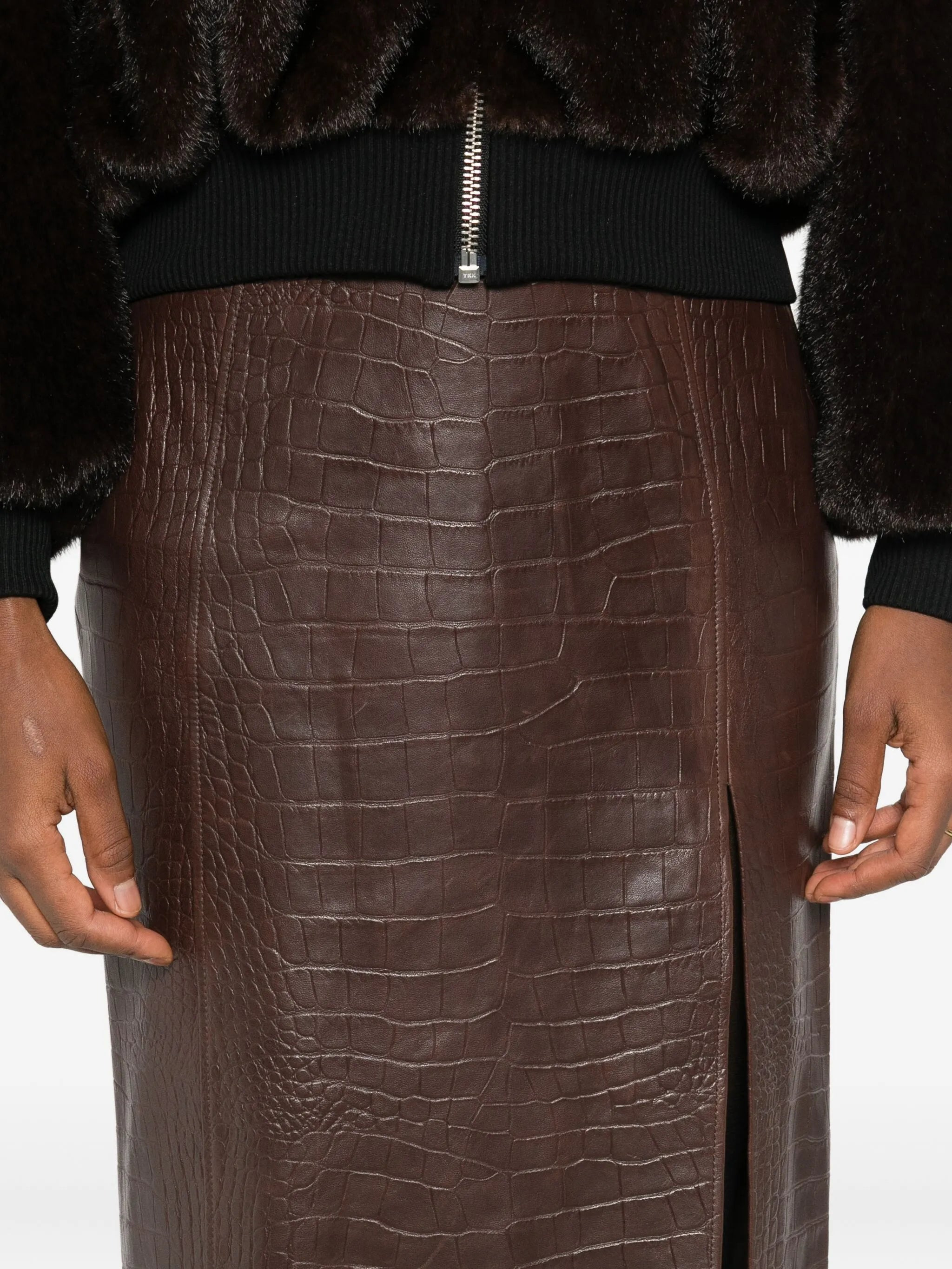 Amiri Crocodile-effect Leather Midi Skirt - 5