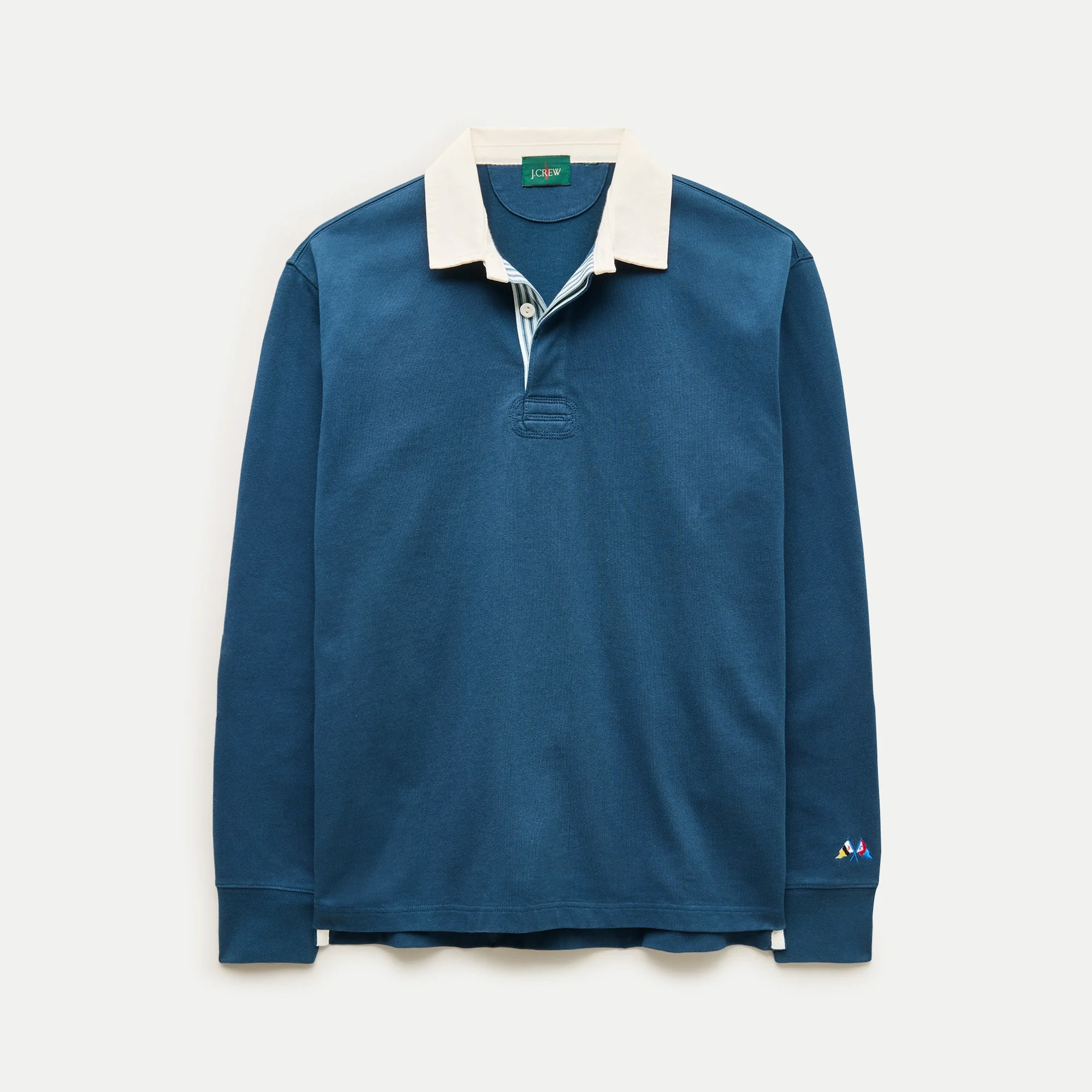 Rugby shirt with striped placket - 1