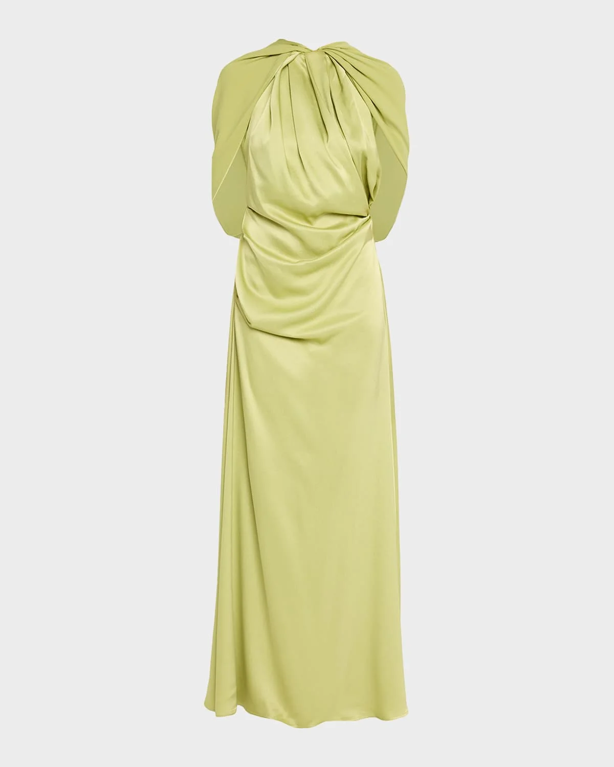 Hallie Draped Satin Cape-Sleeve Gown - 1
