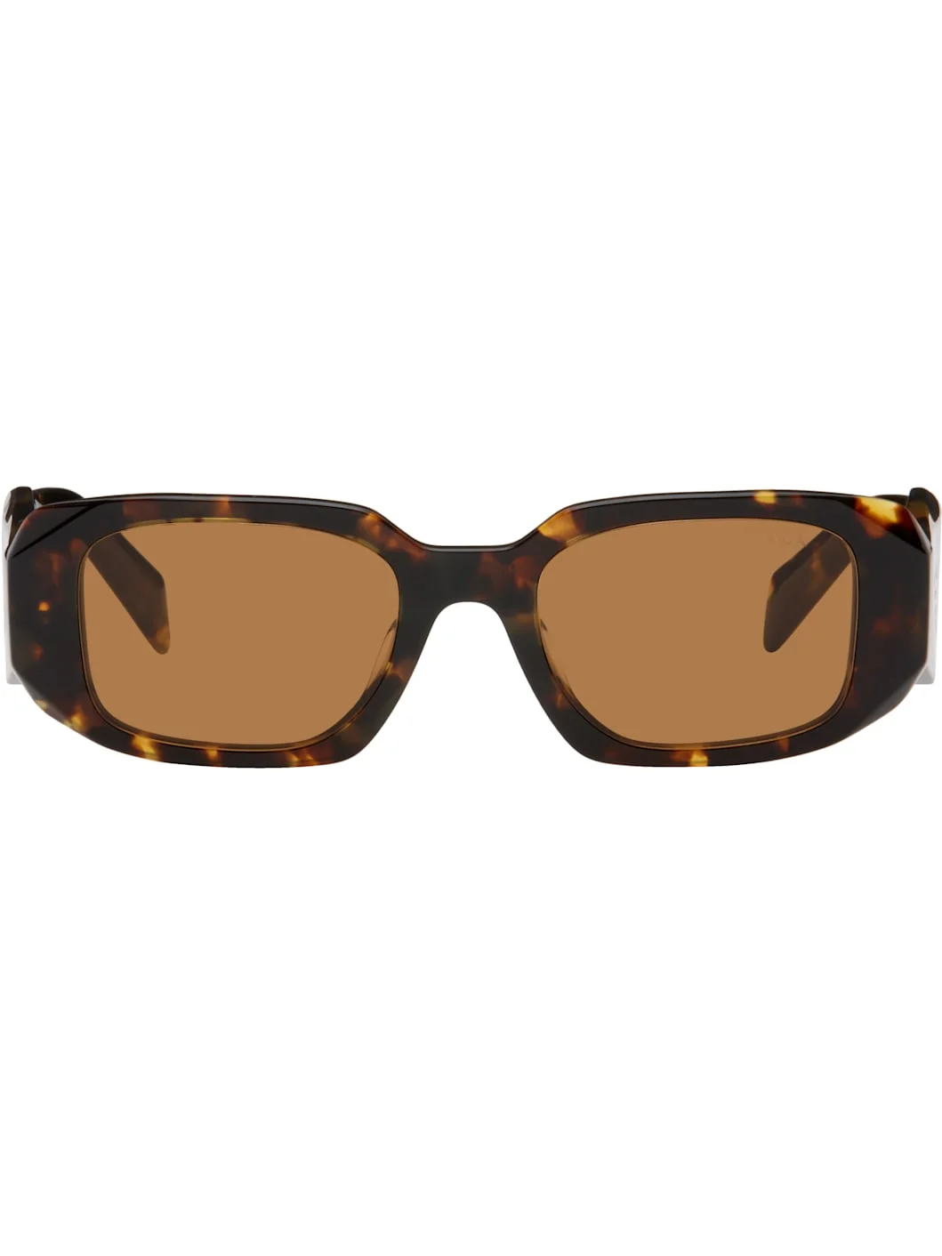 Brown Rounded Rectangle Acetate Sunglasses - 1