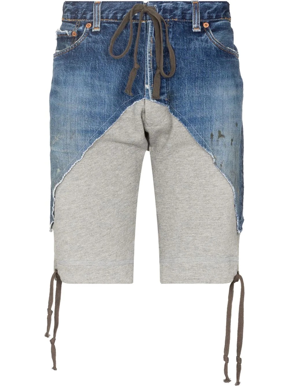 distressed-effect panelled shorts - 1