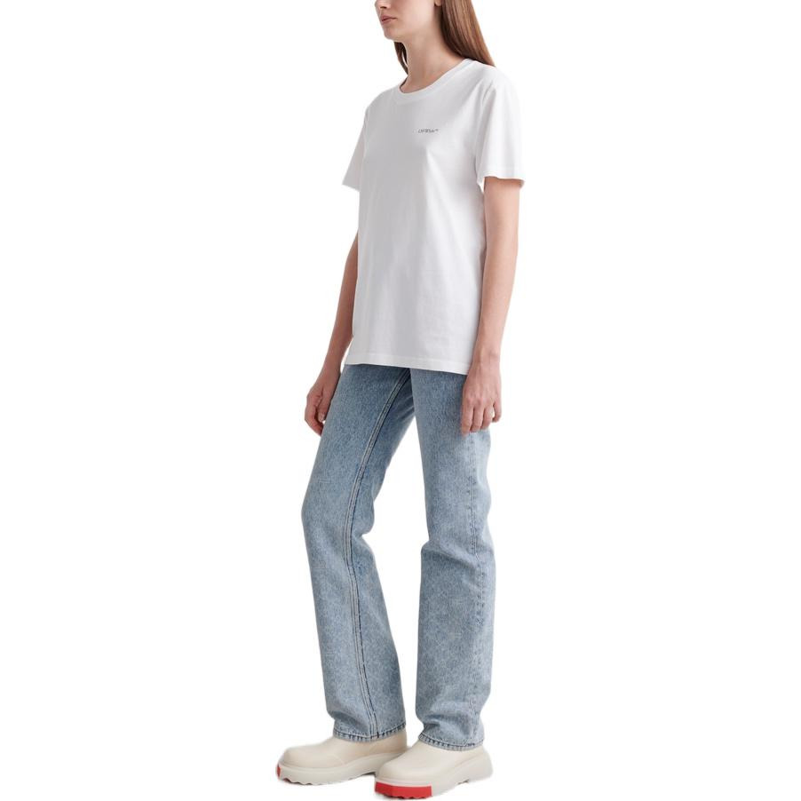 (WMNS) Off-White Floral Arrow Short Sleeve T-Shirt 'White' OWAA089S22JER0050184 - 4