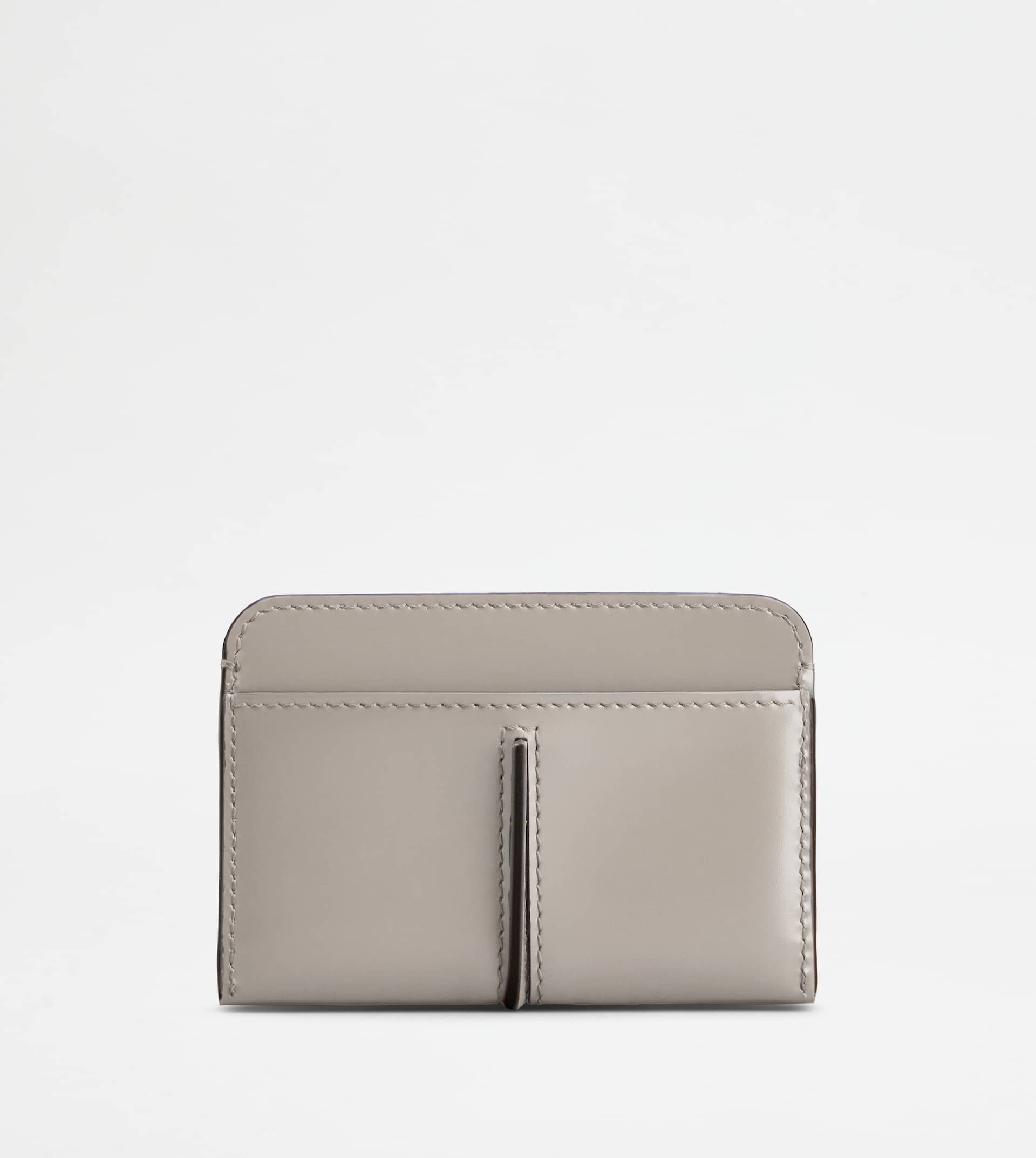 T TIMELESS CREDIT CARD HOLDER IN LEATHER - GREY - 2