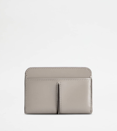 Tod's T TIMELESS CREDIT CARD HOLDER IN LEATHER - GREY outlook