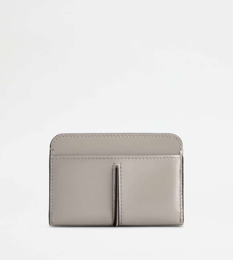 Tod's T TIMELESS CREDIT CARD HOLDER IN LEATHER - GREY outlook
