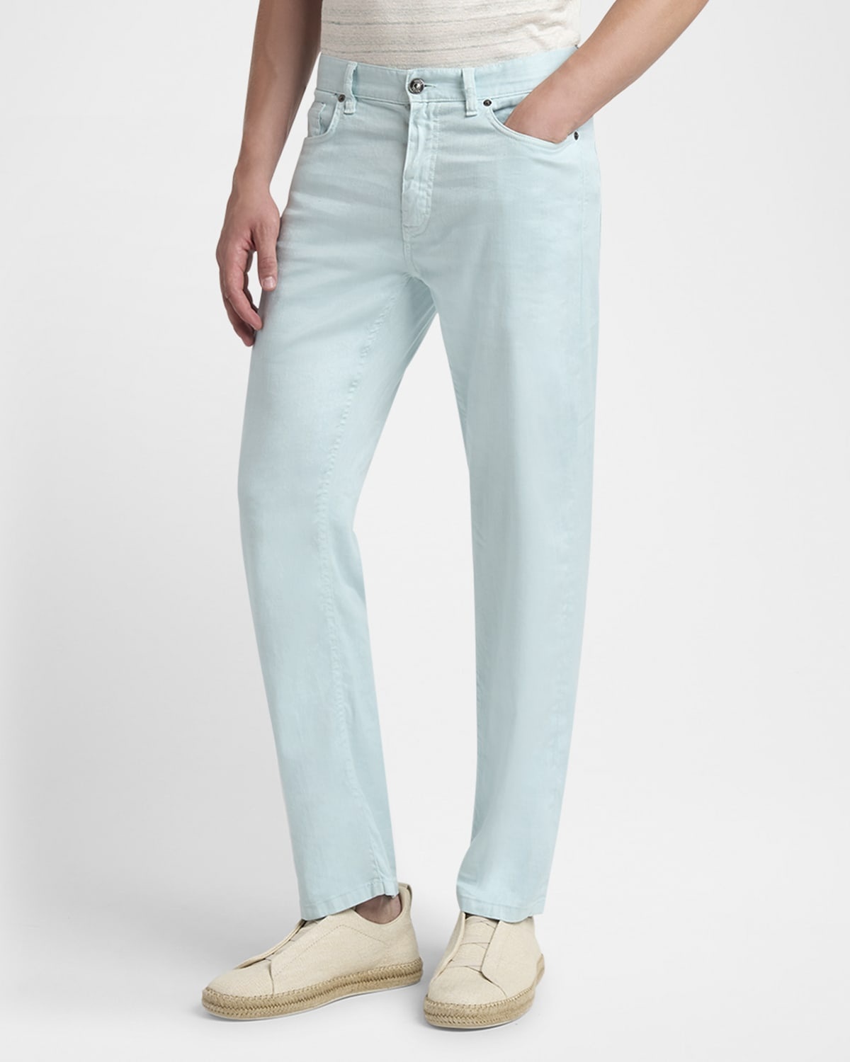 Men's Comfort Linen and Cotton Five-Pocket Pants - 4