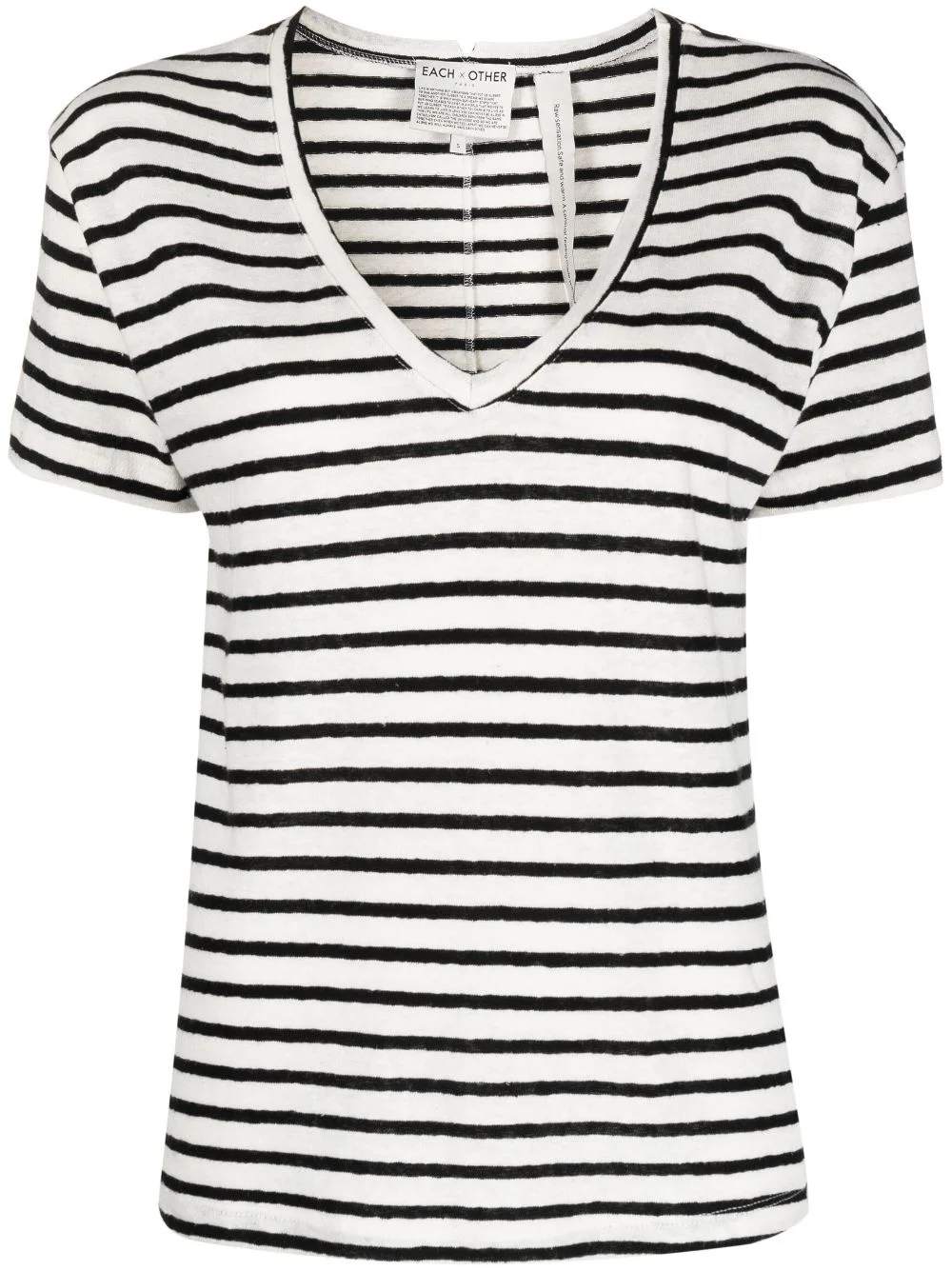 striped V-neck T-shirt - 1