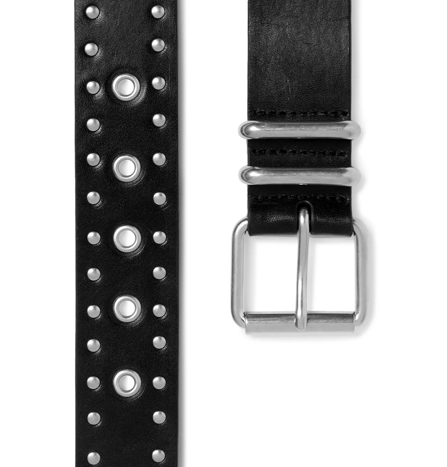 3.5cm Studded Leather Belt - 3