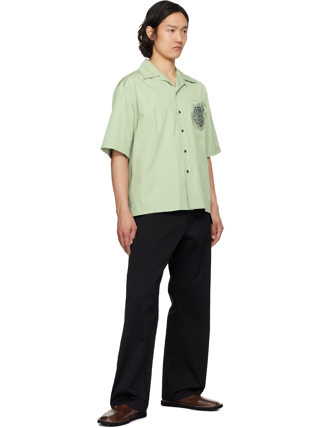 Green Cotton Poplin Shirt - 4