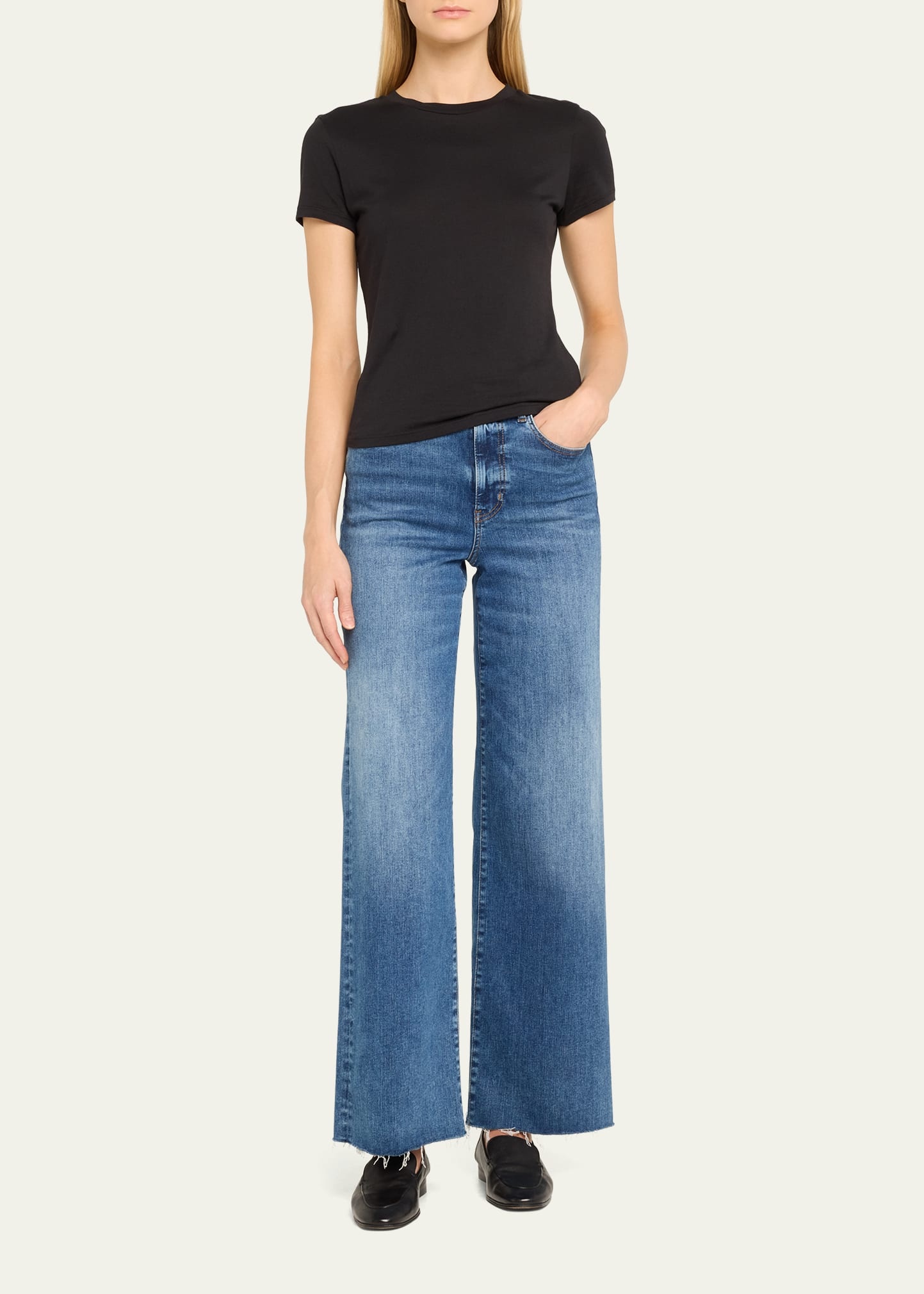 Le Slim Palazzo Raw Fray Jeans - 2